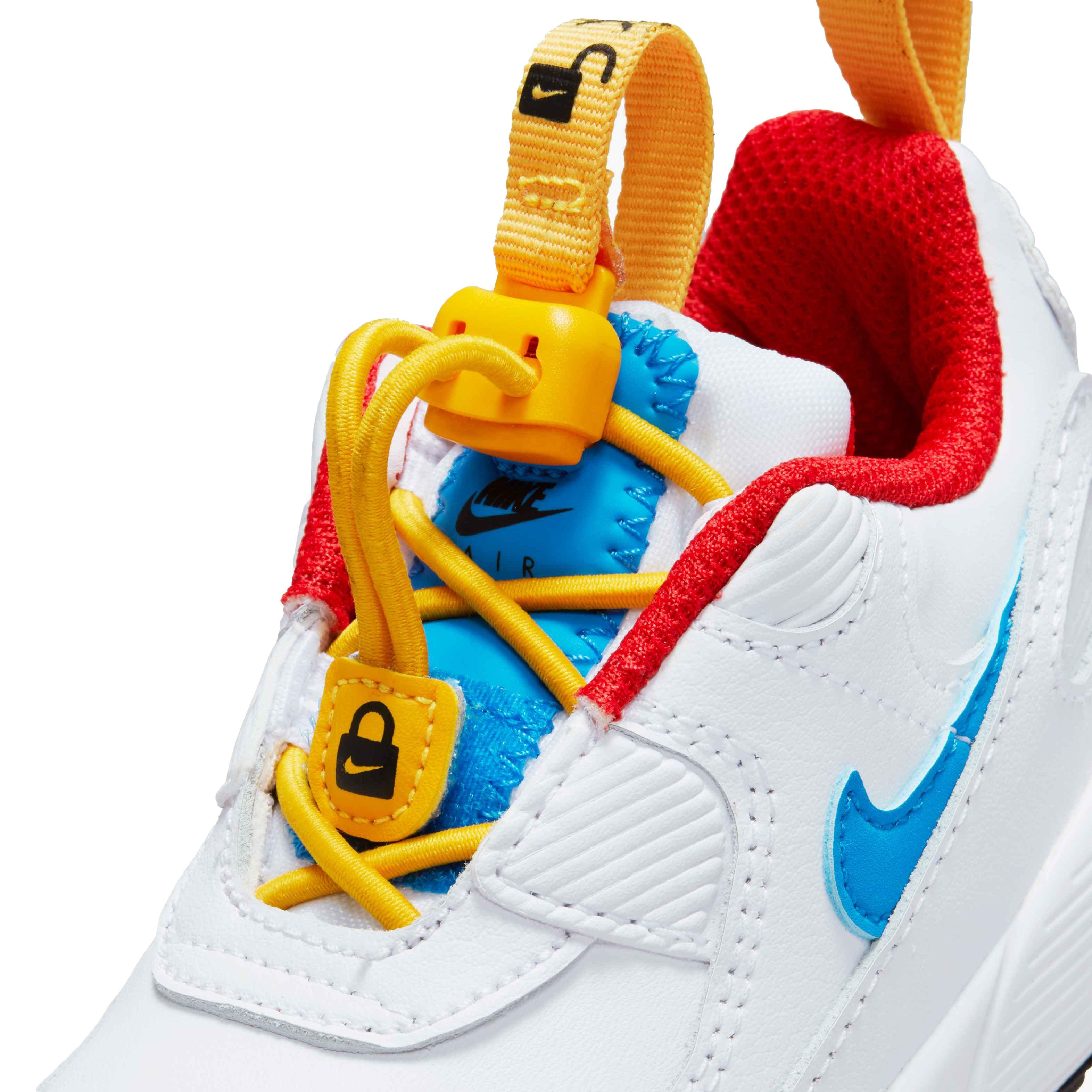 Nike Air Max 90 Toggle "White/Photo Blue/University Gold" Infant Boys' Shoe - WHITE Thumbnail View 8