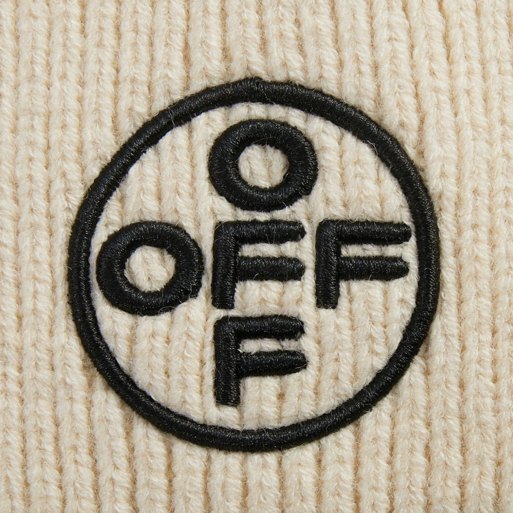 L/AB c/o Off-White Off Embroidered Cuff Beanie - Cream - CREAM