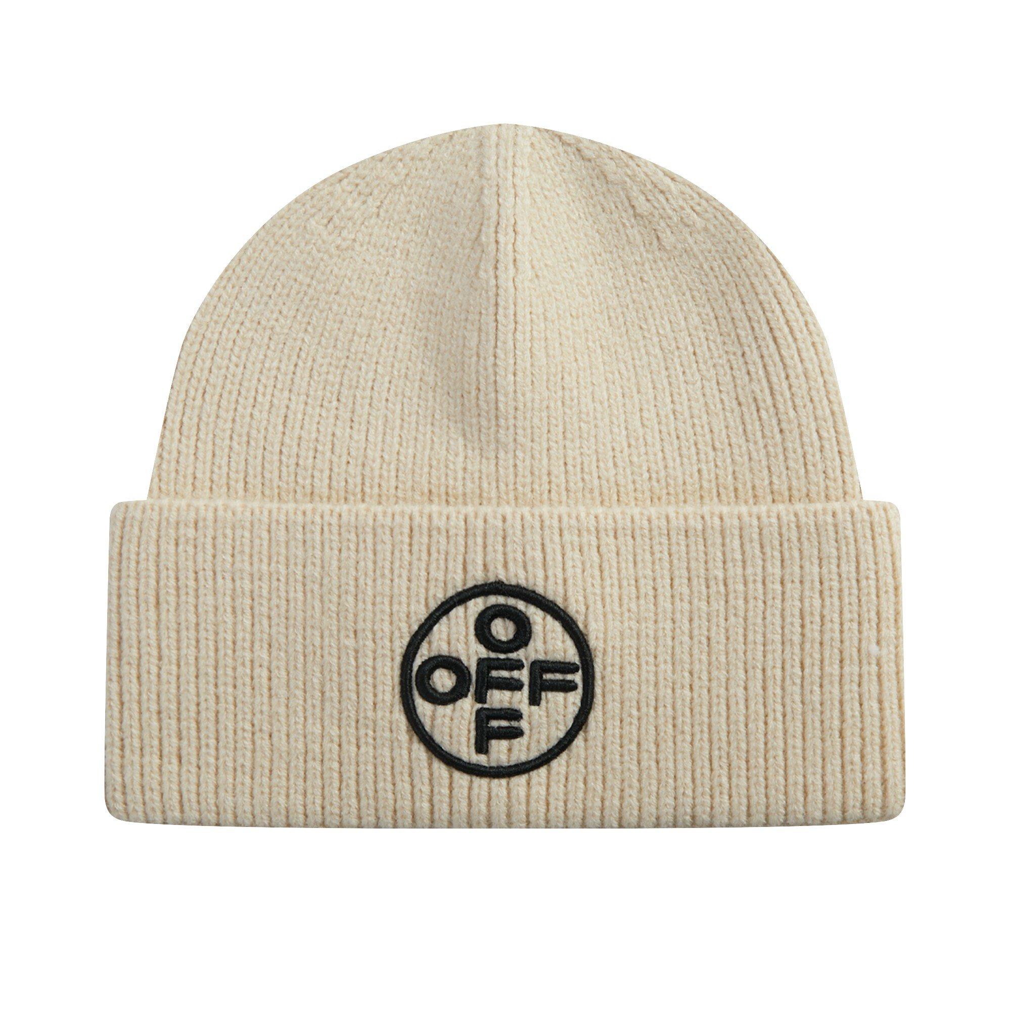 L/AB c/o Off-White Off Embroidered Cuff Beanie - Cream - CREAM
