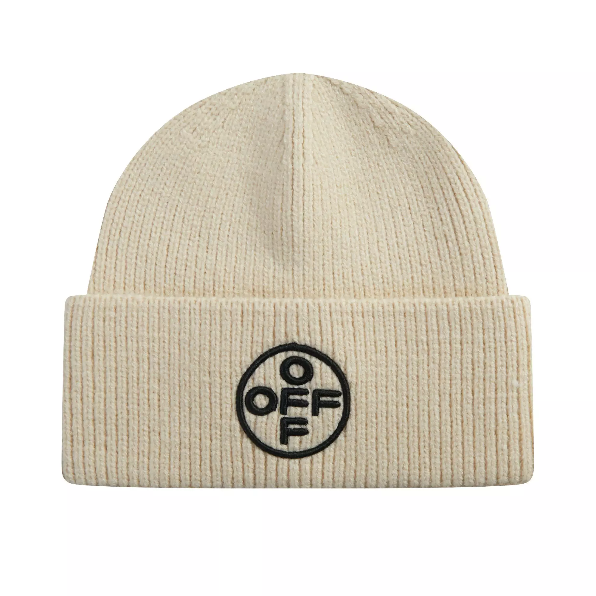 L/AB c/o Off-White Off Embroidered Cuff Beanie - Cream - CREAM