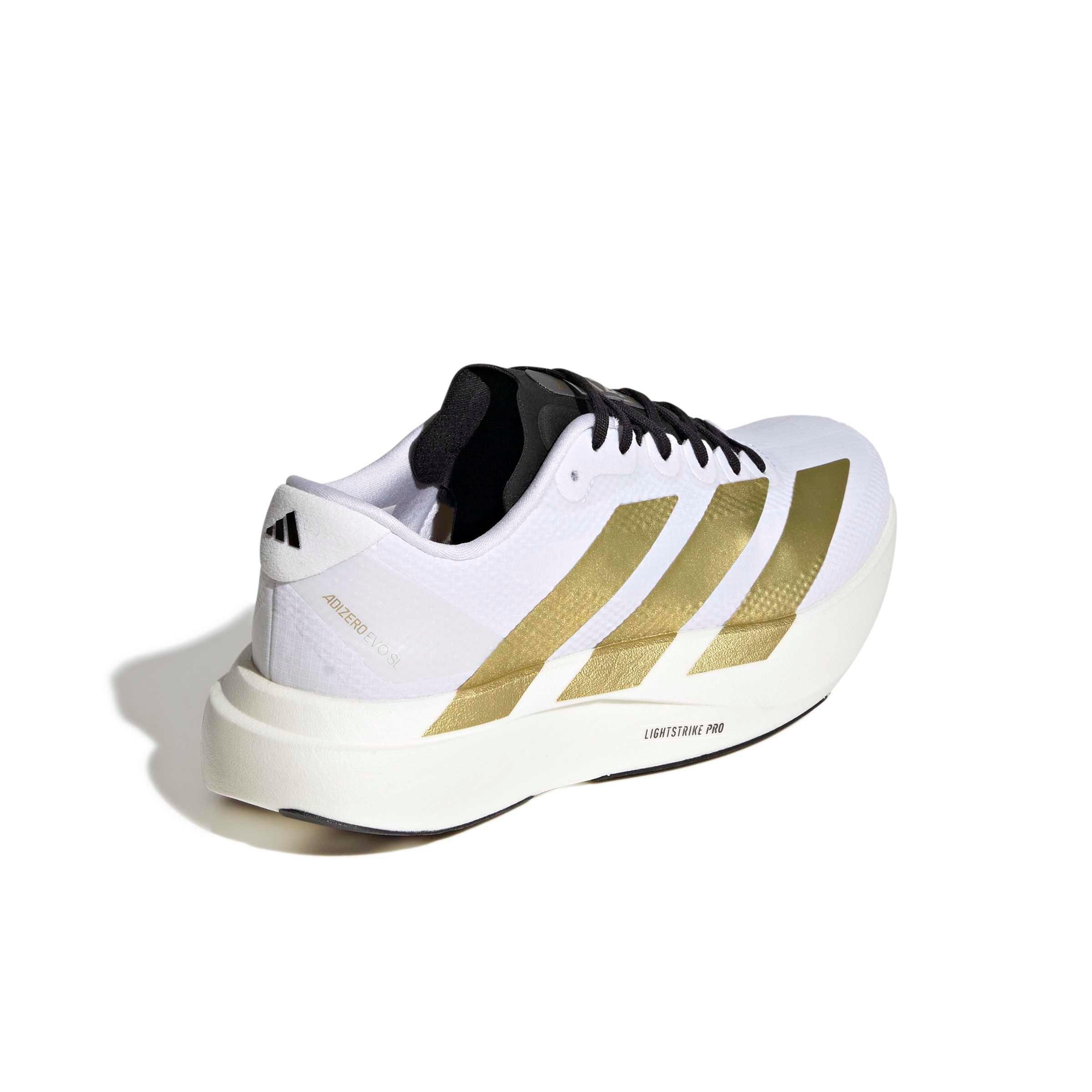 adidas Adizero EVO SL "Ftwr White/Matte Gold/Core Black" Women's Running Shoe - WHITE/GOLD/BLACK Thumbnail View 4