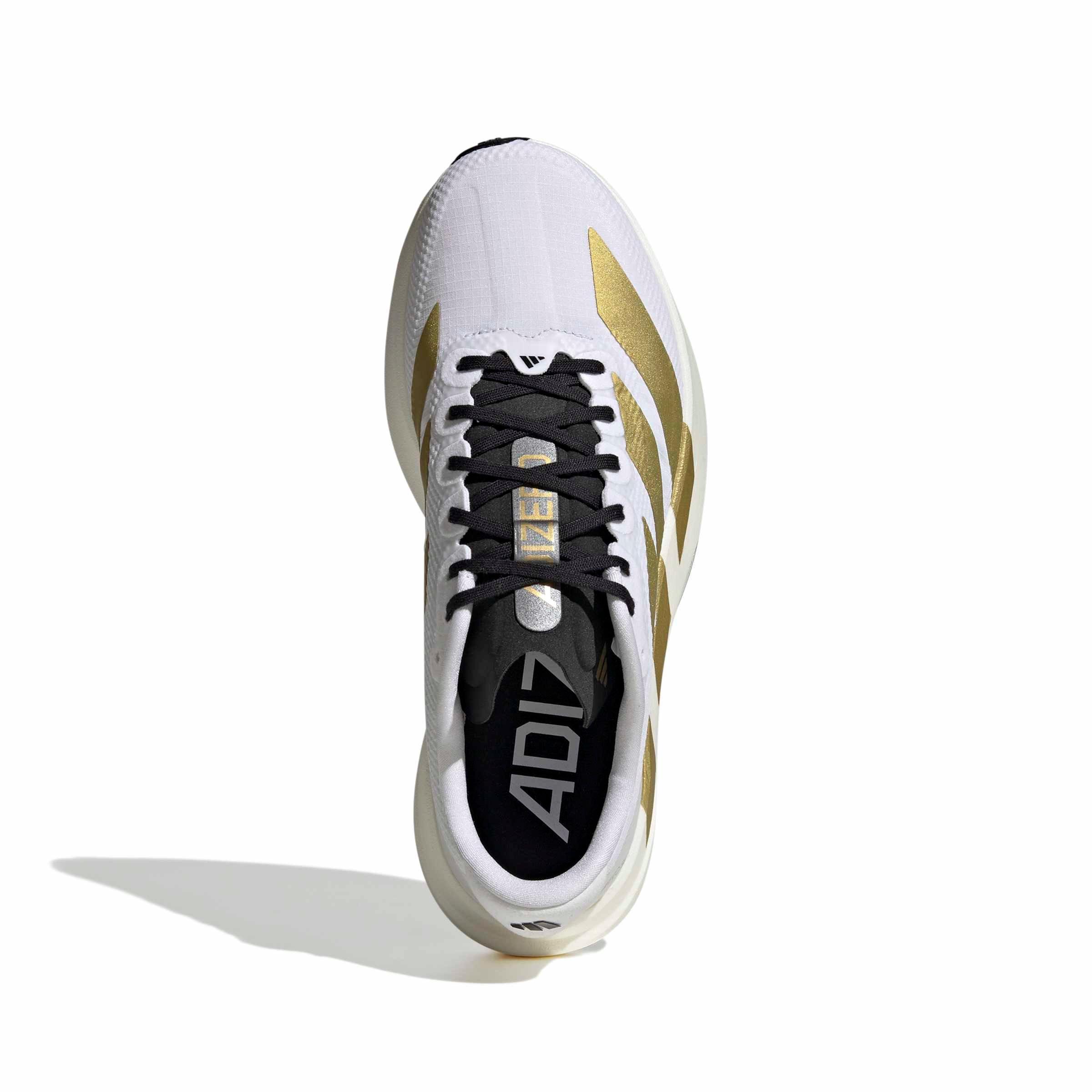 adidas Adizero EVO SL "Ftwr White/Matte Gold/Core Black" Women's Running Shoe - WHITE/GOLD/BLACK Thumbnail View 5
