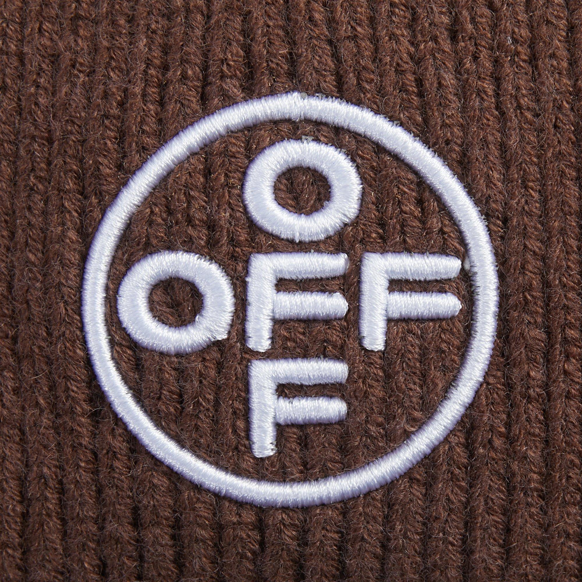 L/AB c/o Off-White Off Embroidered Cuff Beanie - Brown - BROWN