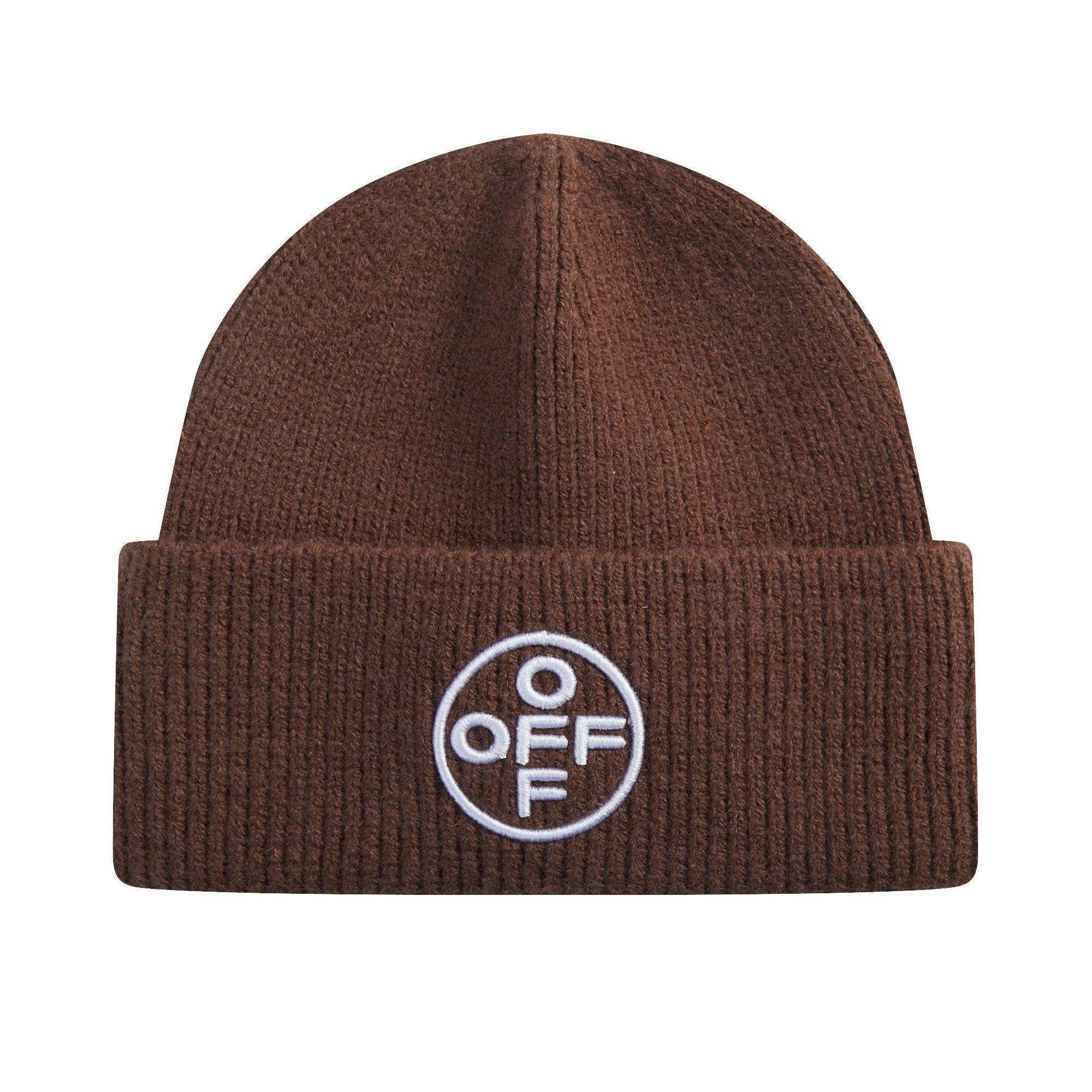 L/AB c/o Off-White Off Embroidered Cuff Beanie - Brown - BROWN