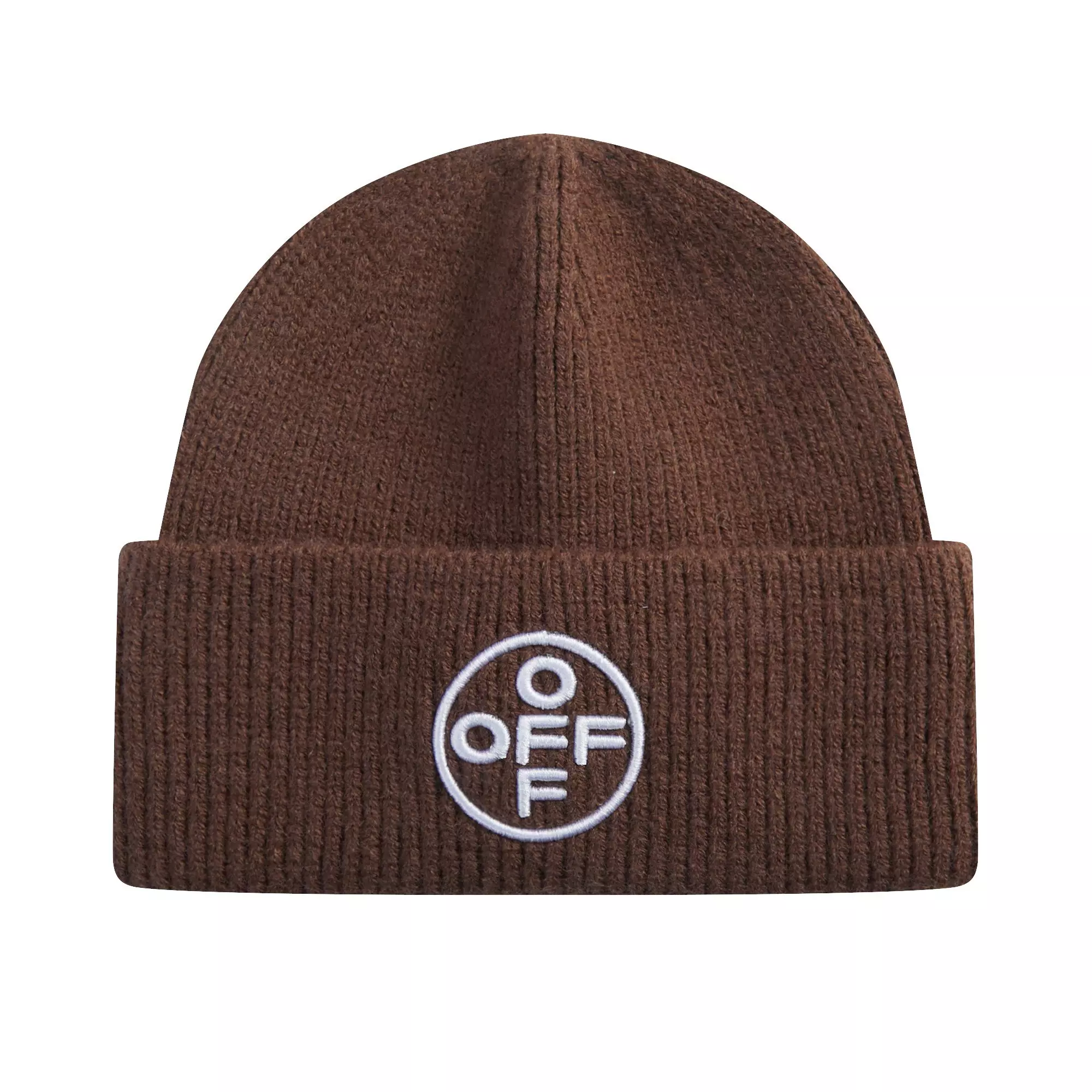 L/AB c/o Off-White Off Embroidered Cuff Beanie - Brown - BROWN
