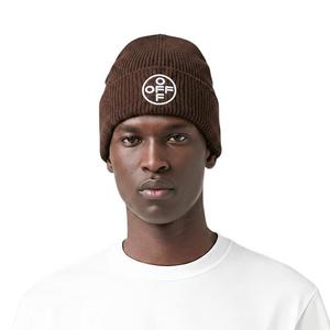 L/AB c/o Off-White Off Embroidered Cuff Beanie - Brown - BROWN