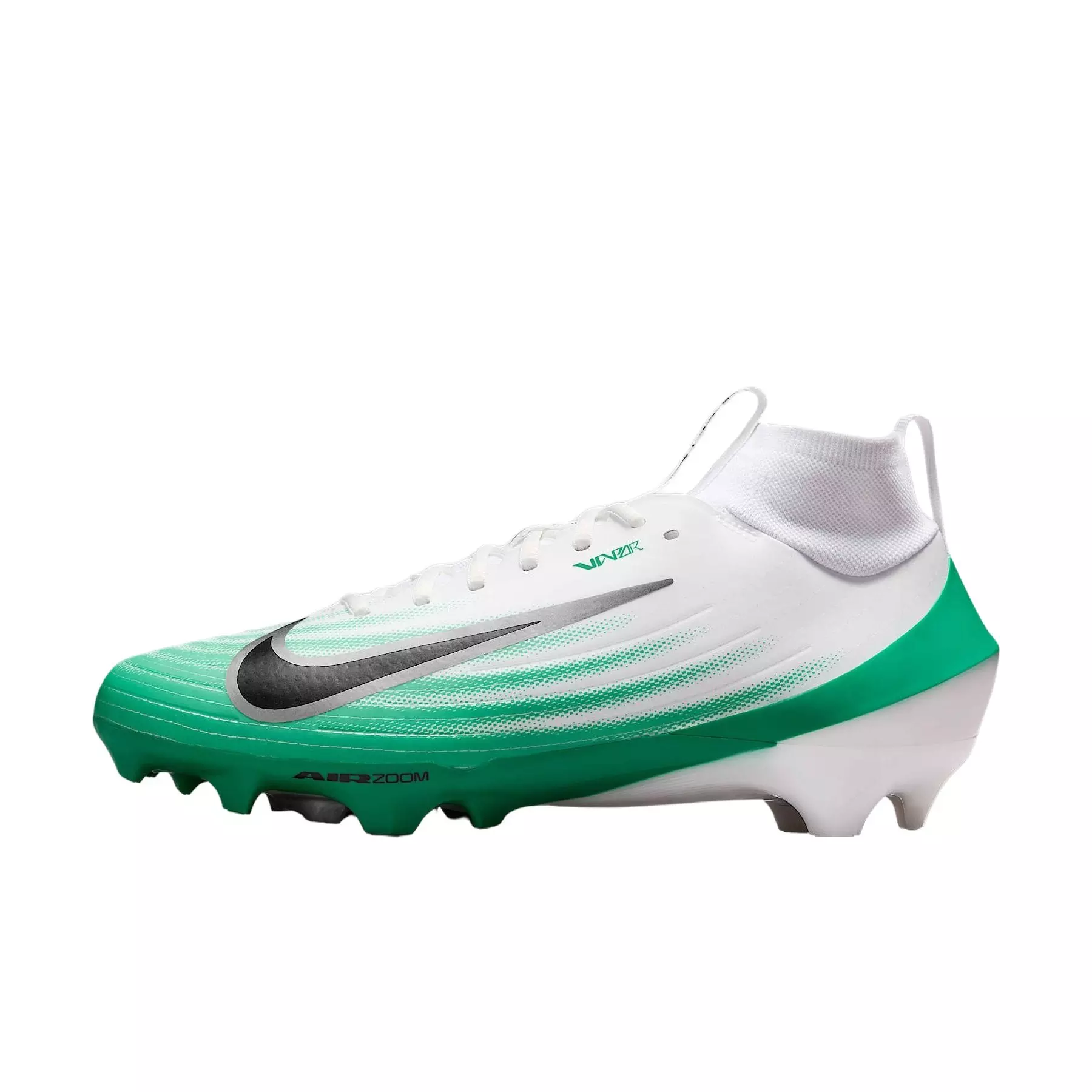 Nike Vapor Pro 1 "White/Stadium Green/Metallic Silver/Black" Men's Football Cleat - WHITE/GREEN/SILVER/BLACK