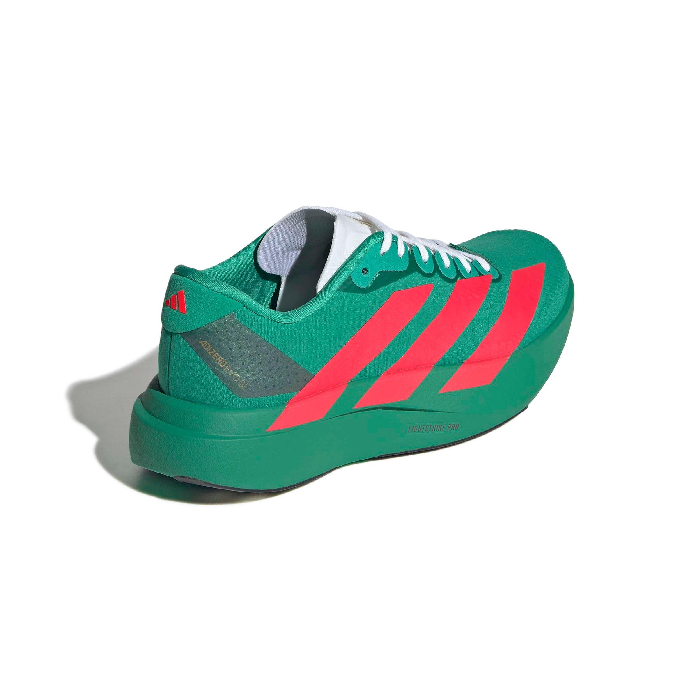 adidas Adizero EVO SL "Court Green/Lucid Red/Ftwr White" Women's Running Shoe - GREEN/RED/WHITE Thumbnail View 4