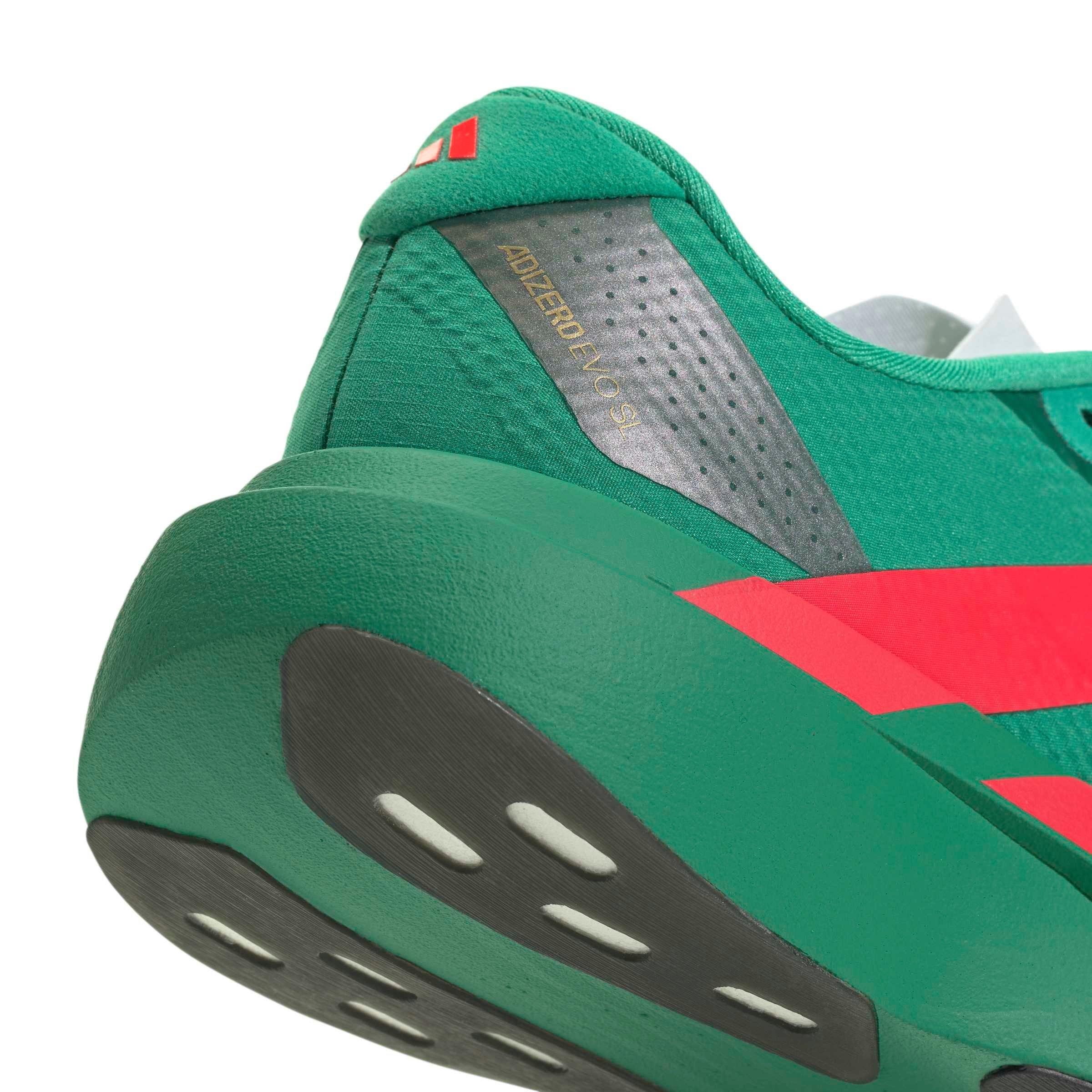 adidas Adizero EVO SL "Court Green/Lucid Red/Ftwr White" Women's Running Shoe - GREEN/RED/WHITE Thumbnail View 8