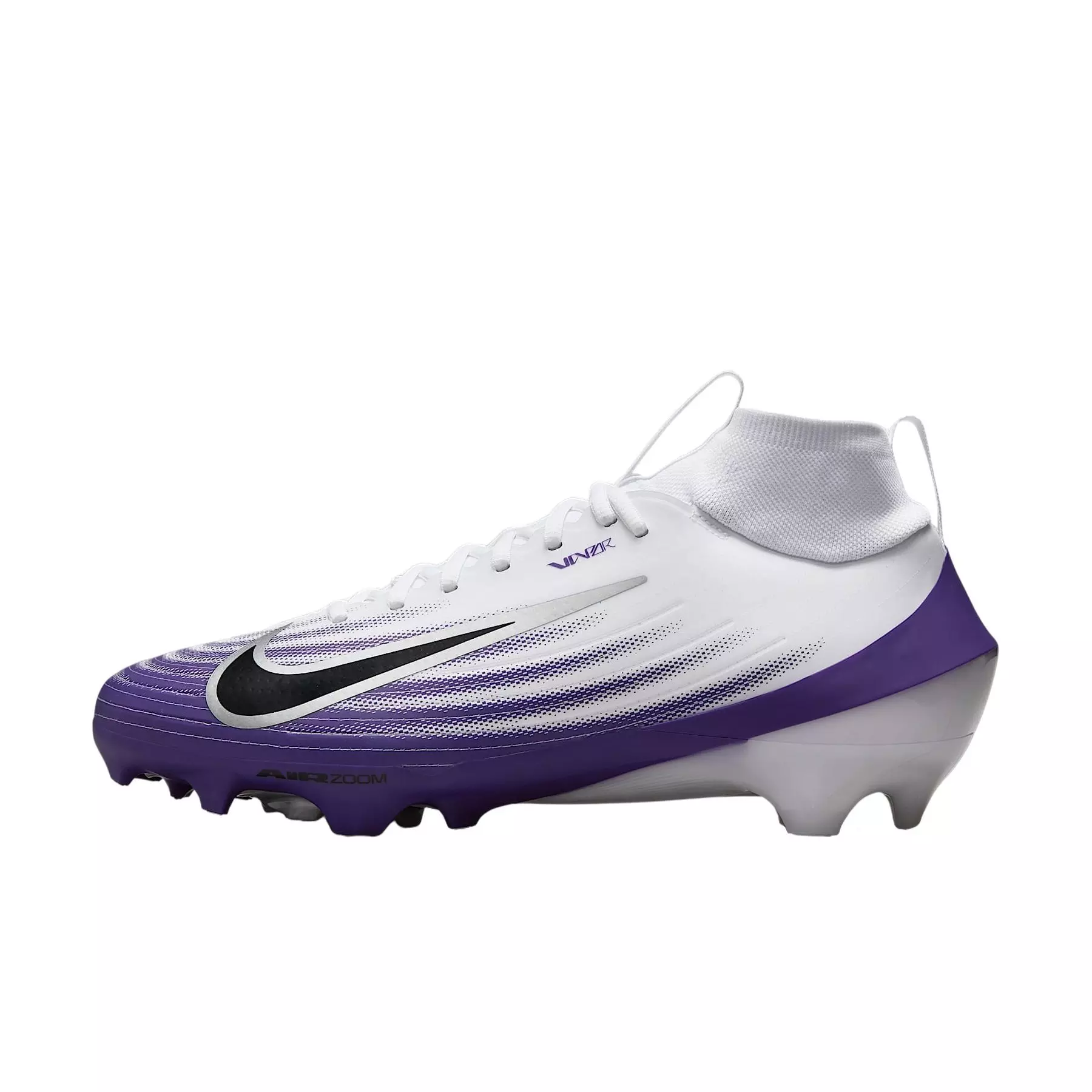Nike Vapor Pro 1 "White/Court Purple/Metallic Silver/Black" Men's Football Cleat - WHITE/PURPLE/SILVER/BLACK