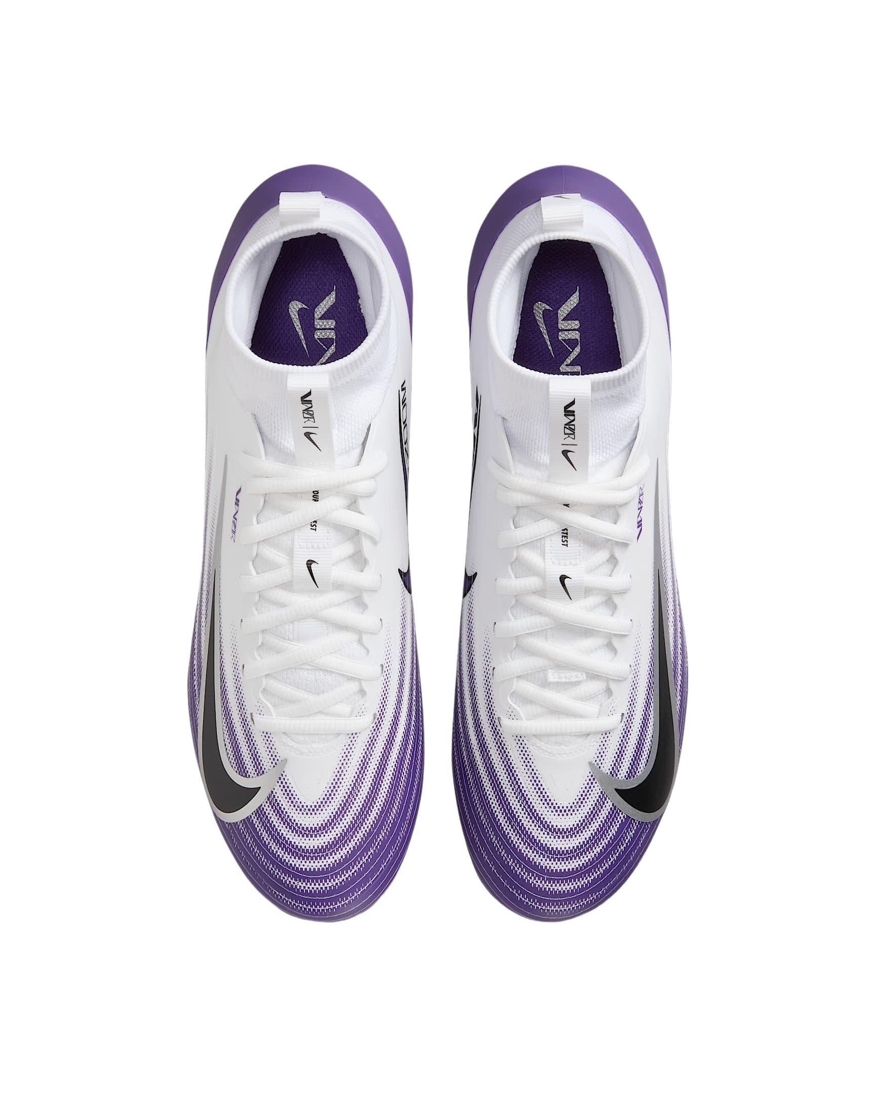 Nike Vapor Pro 1 "White/Court Purple/Metallic Silver/Black" Men's Football Cleat - WHITE/PURPLE/SILVER/BLACK Thumbnail View 3