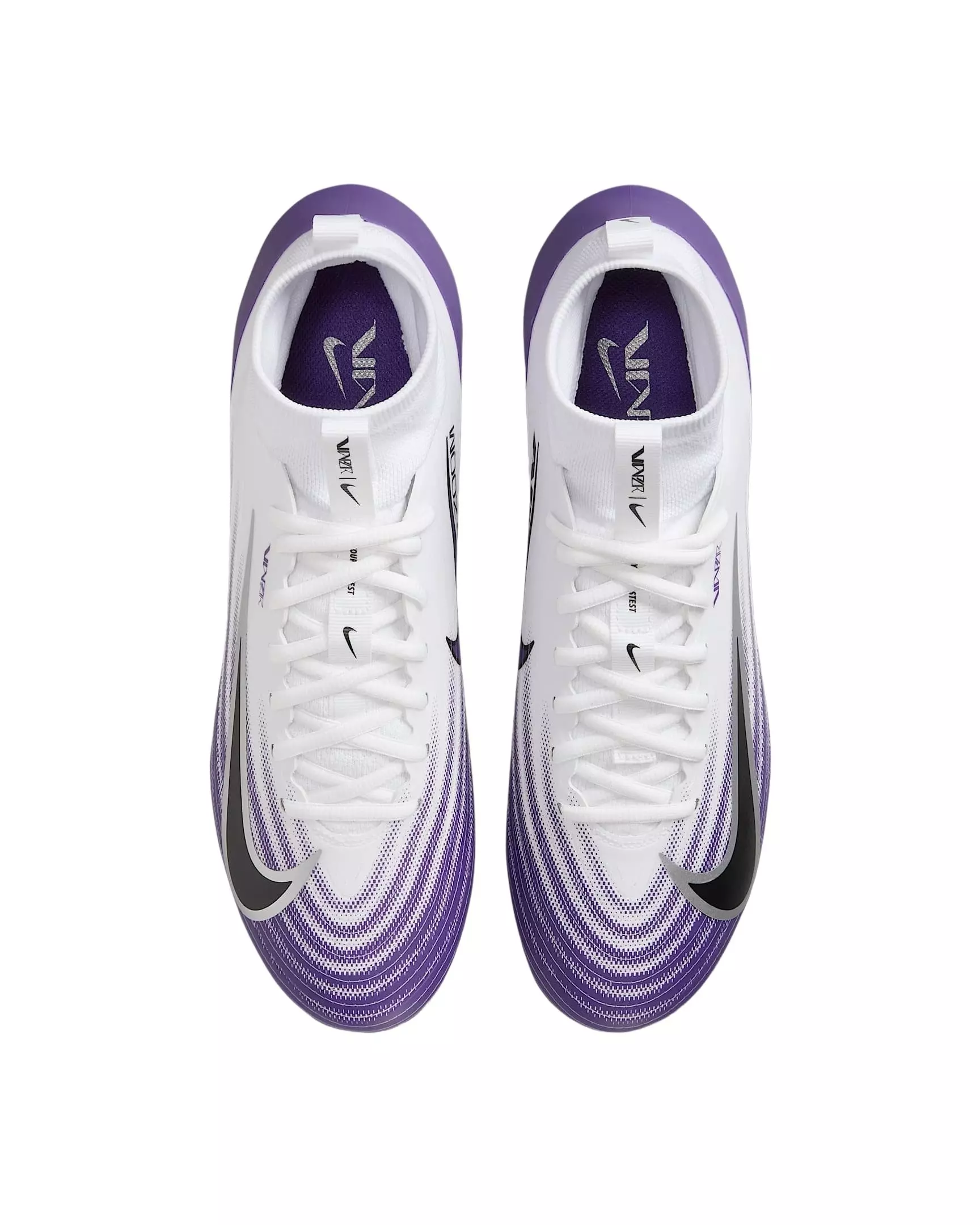 Nike Vapor Pro 1 "White/Court Purple/Metallic Silver/Black" Men's Football Cleat - WHITE/PURPLE/SILVER/BLACK