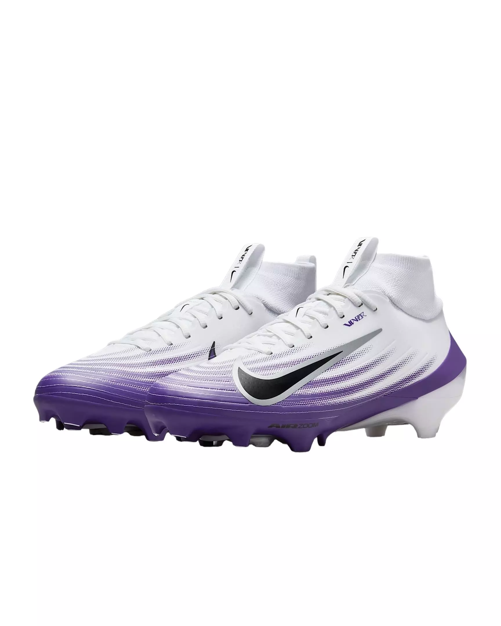 Nike Vapor Pro 1 "White/Court Purple/Metallic Silver/Black" Men's Football Cleat - WHITE/PURPLE/SILVER/BLACK