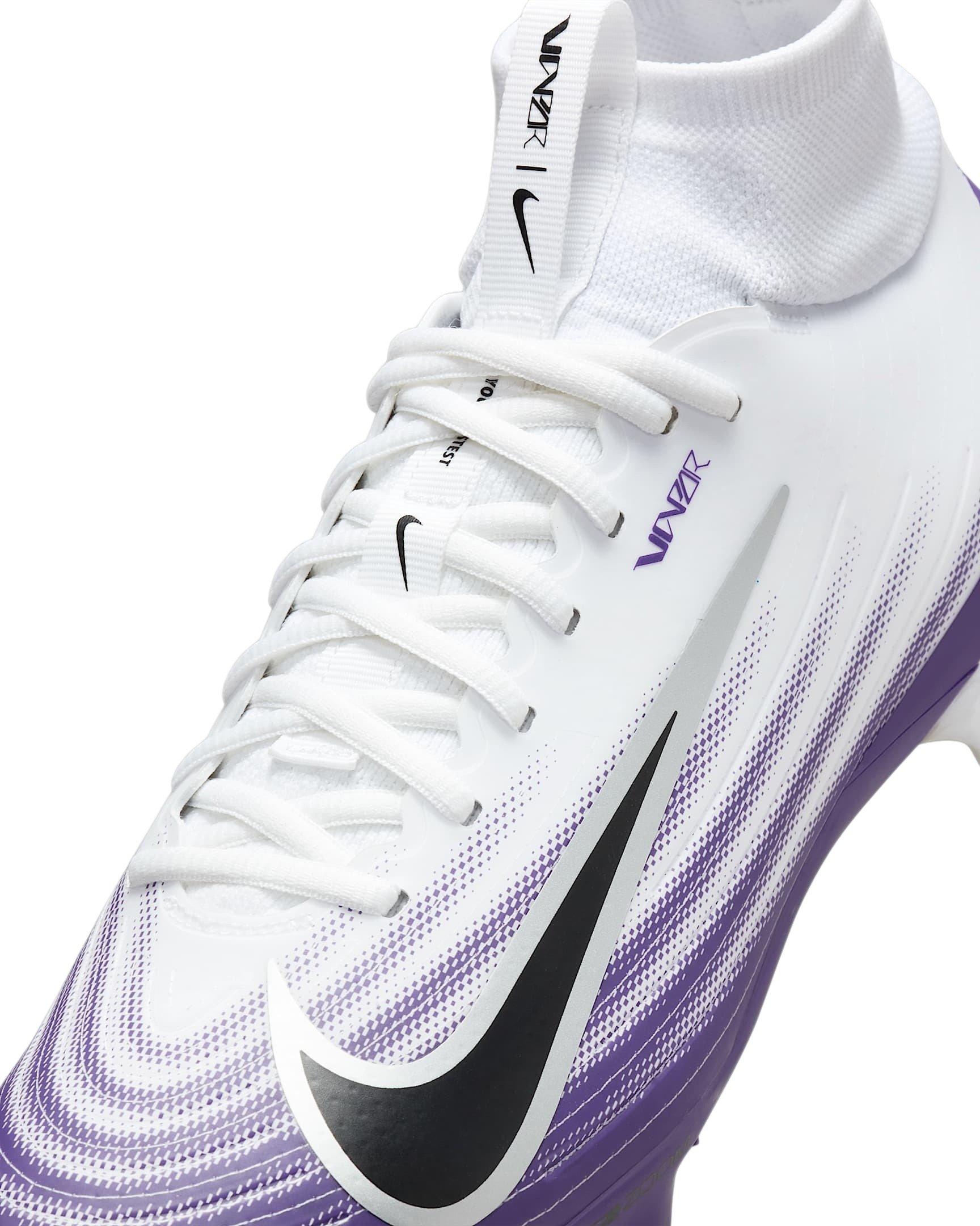 Nike Vapor Pro 1 "White/Court Purple/Metallic Silver/Black" Men's Football Cleat - WHITE/PURPLE/SILVER/BLACK Thumbnail View 6
