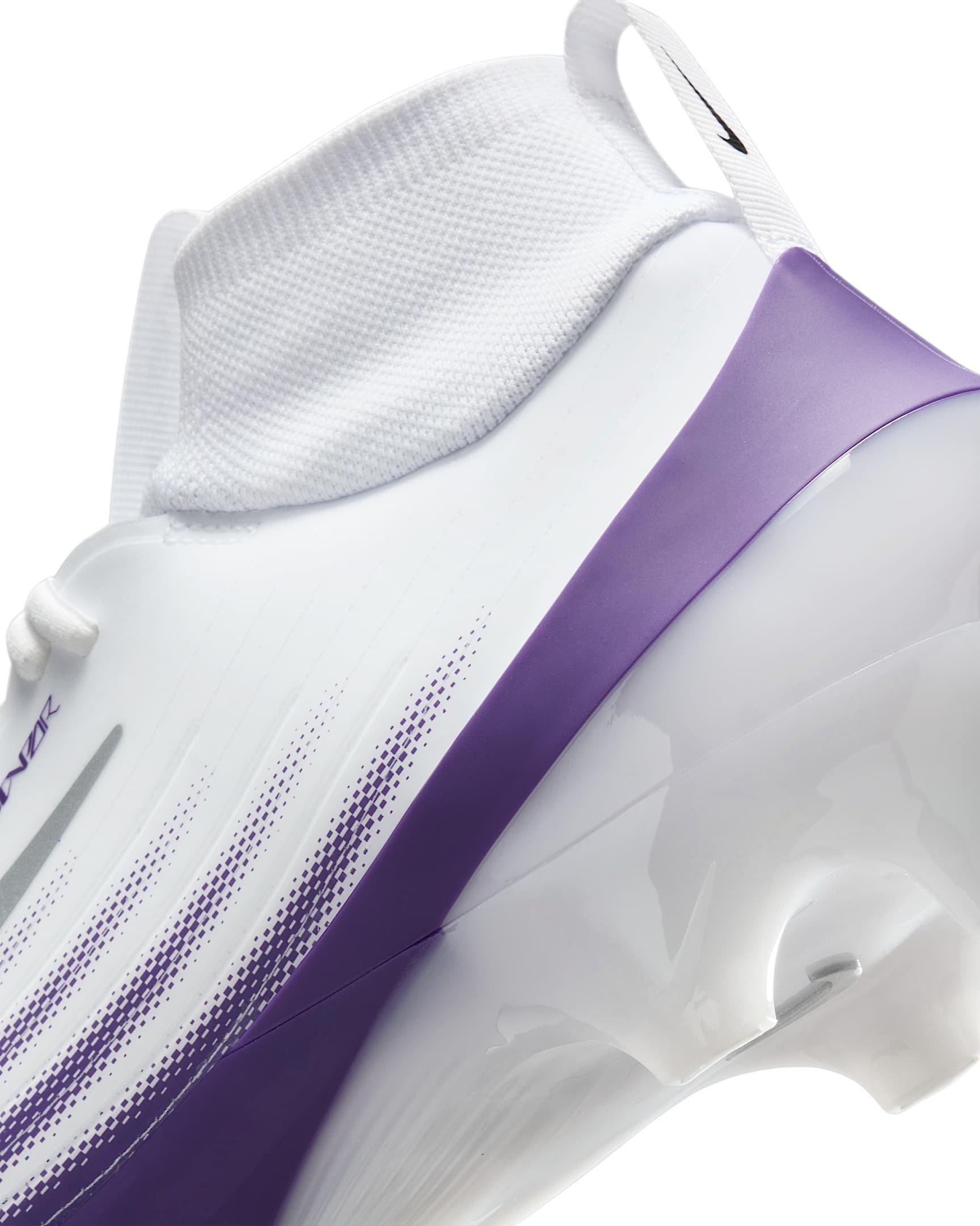 Nike Vapor Pro 1 "White/Court Purple/Metallic Silver/Black" Men's Football Cleat - WHITE/PURPLE/SILVER/BLACK Thumbnail View 7