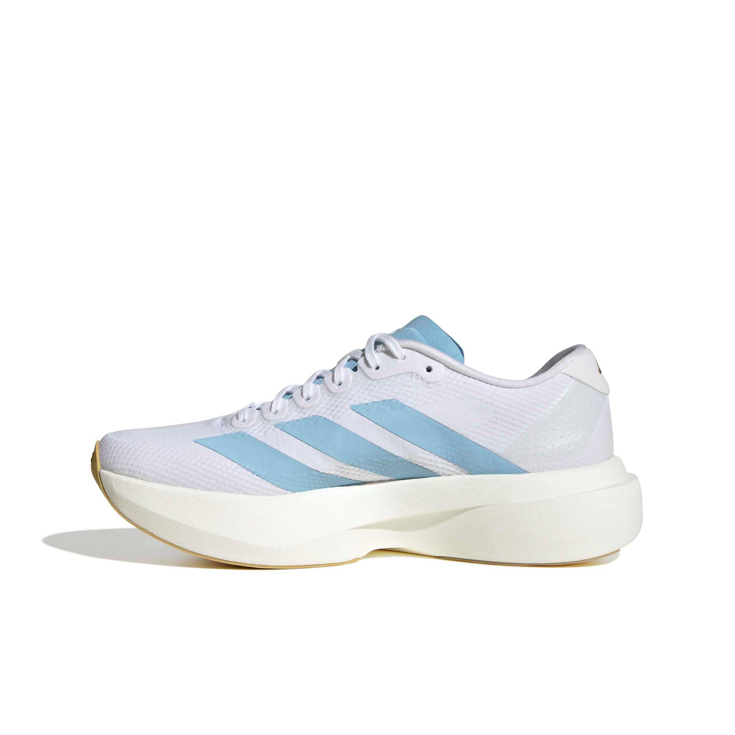 adidas Adizero EVO SL "Ftwr White/Clear Blue/Matte Gold" Women's Running Shoe - WHITE/BLUE/GOLD Thumbnail View 2