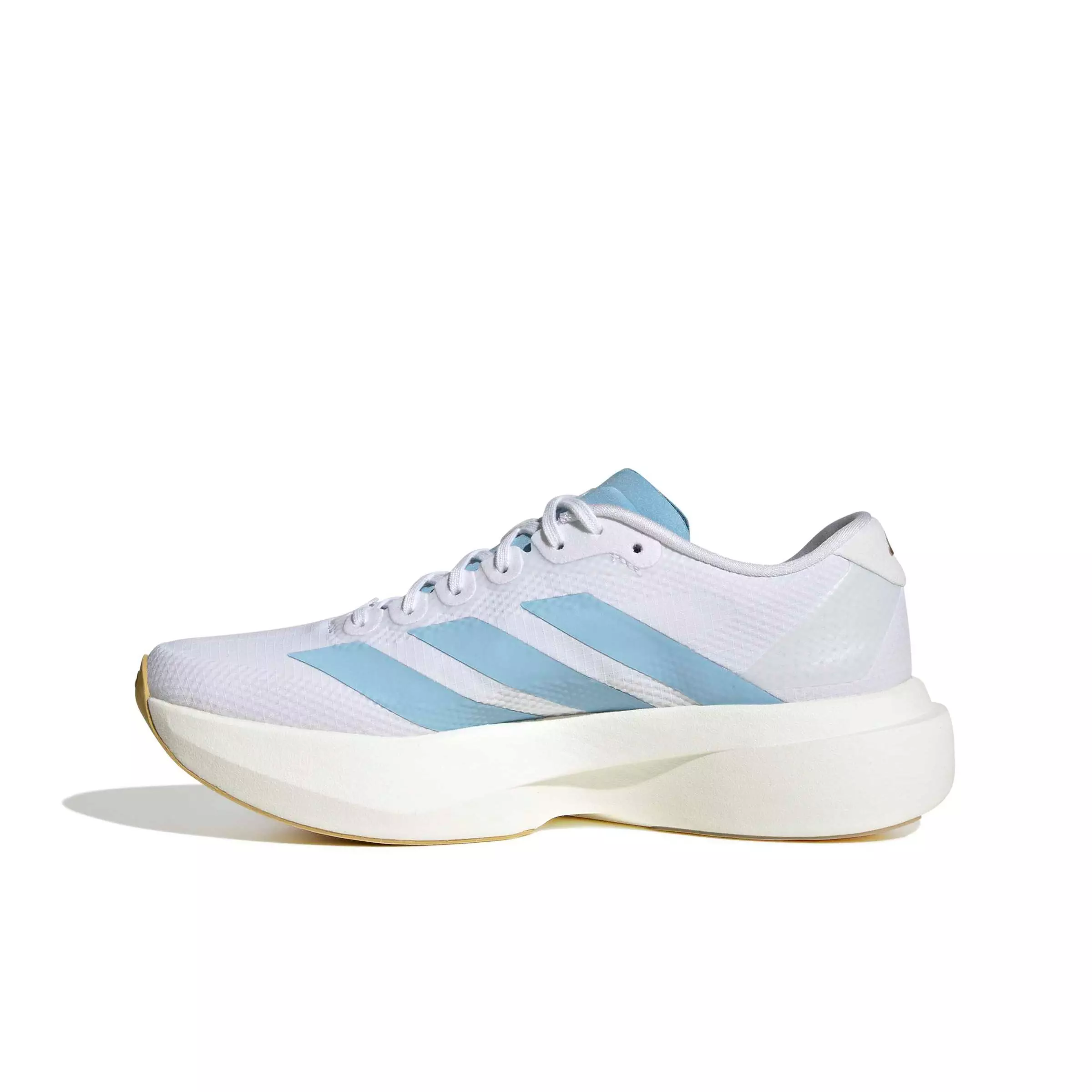 adidas Adizero EVO SL "Ftwr White/Clear Blue/Matte Gold" Women's Running Shoe - WHITE/BLUE/GOLD