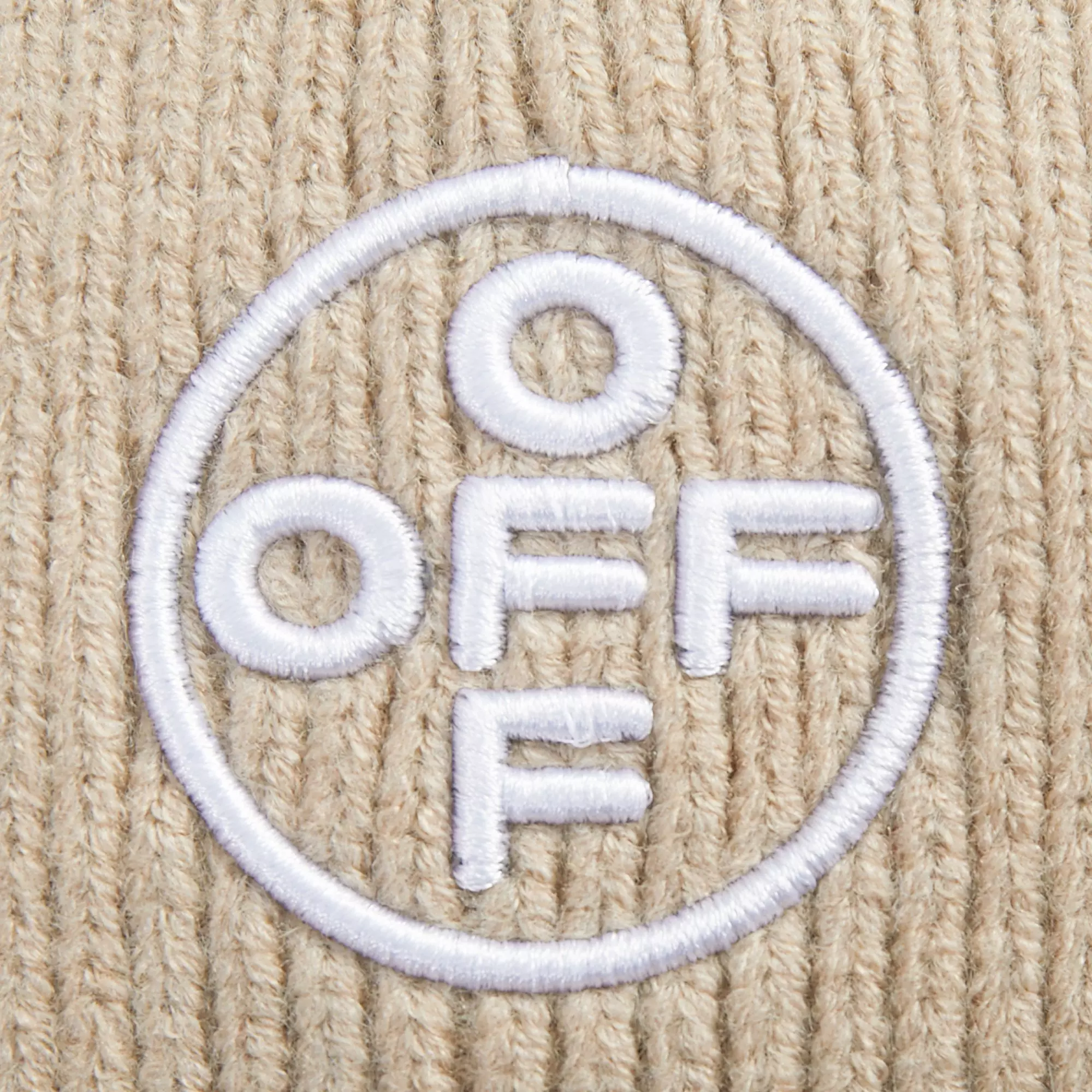 L/AB c/o Off-White Off Embroidered Cuff Beanie - Tan - TAN