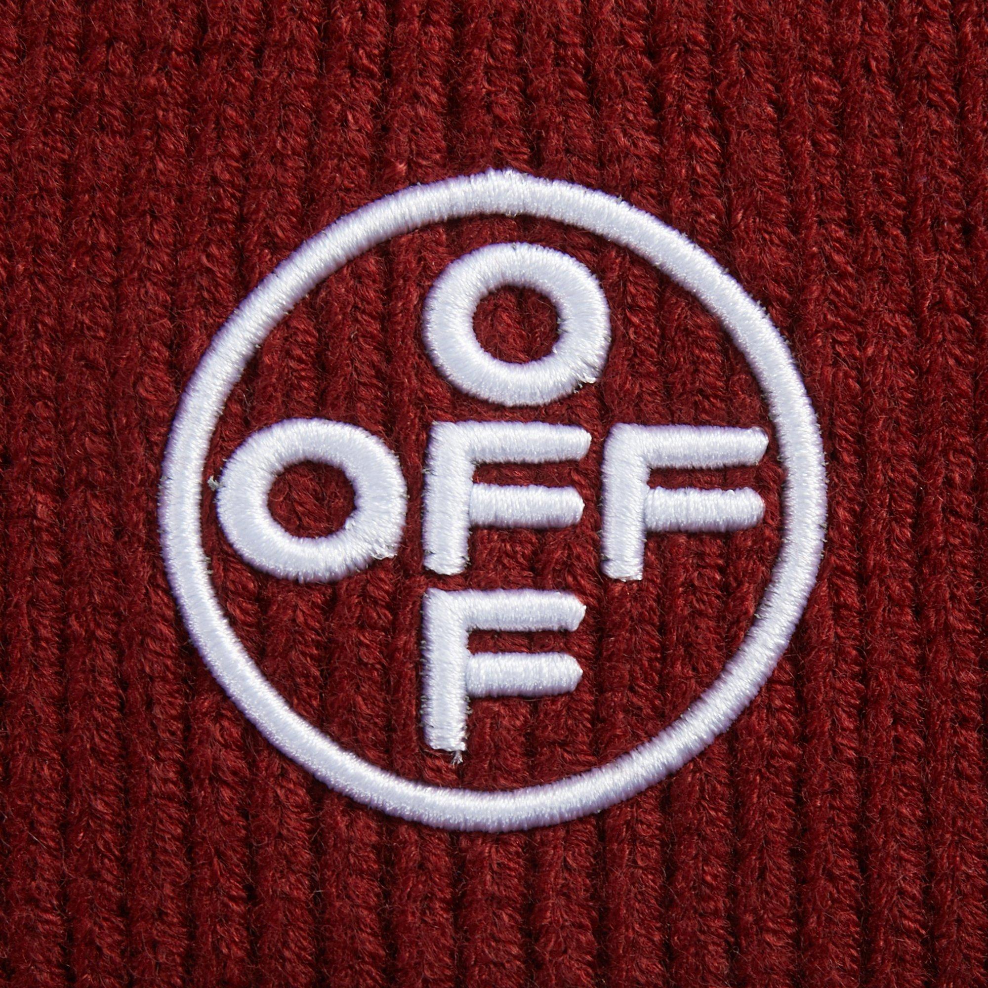 L/AB c/o Off-White Off Embroidered Cuff Beanie - Maroon - MAROON