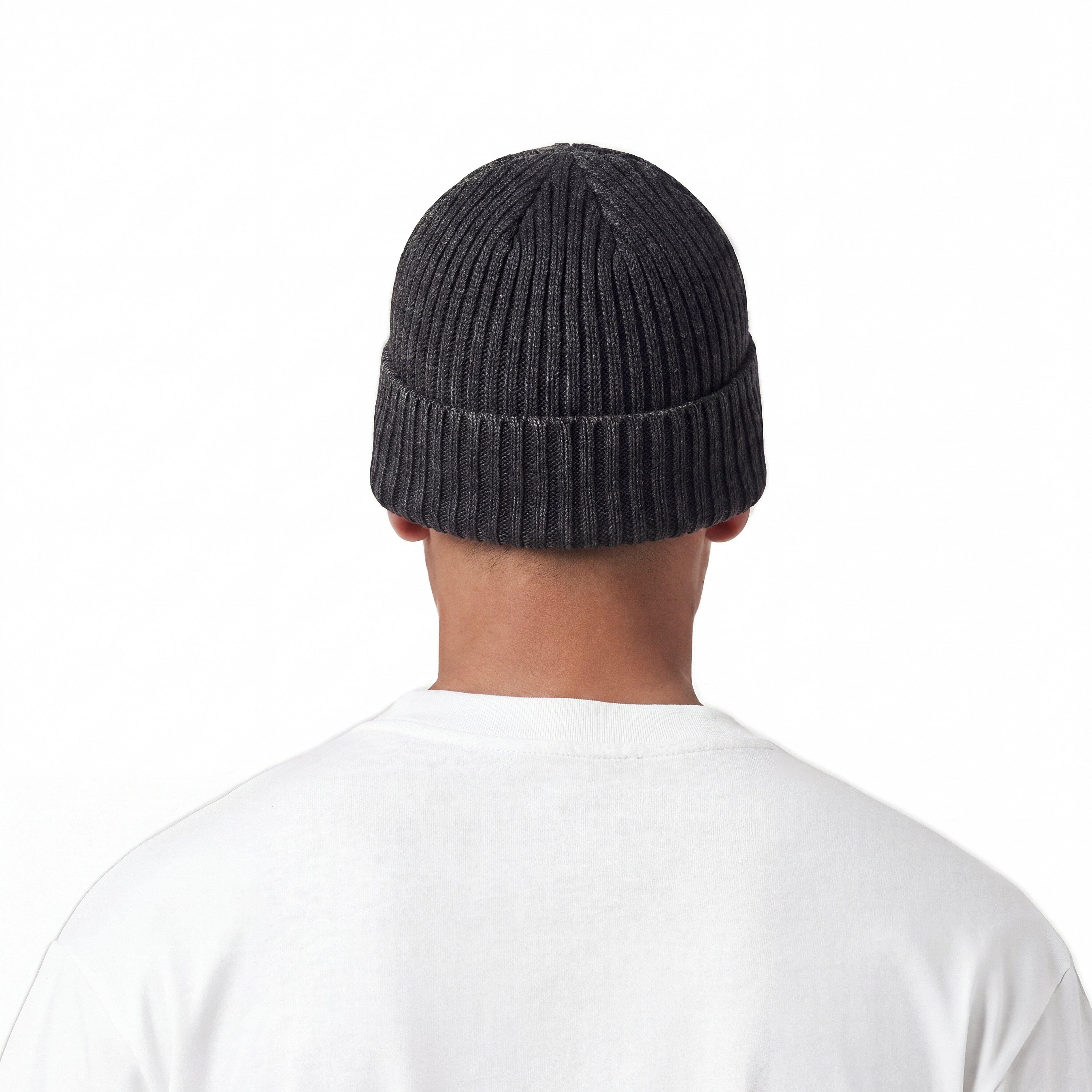 L/AB c/o Off-White Off Embroidered Washed Cuff Beanie Beanie - Black - BLACK
