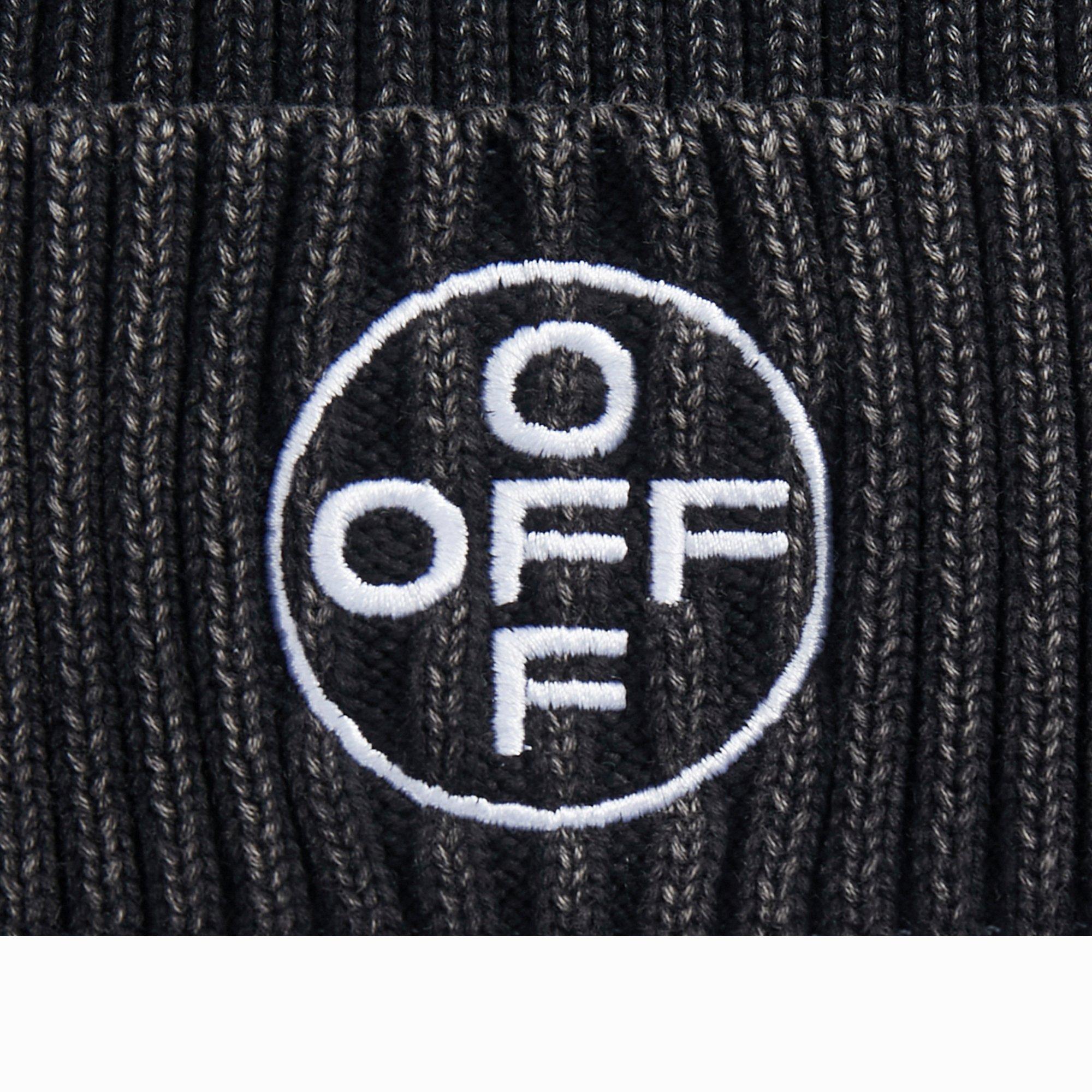 L/AB c/o Off-White Off Embroidered Washed Cuff Beanie Beanie - Black - BLACK