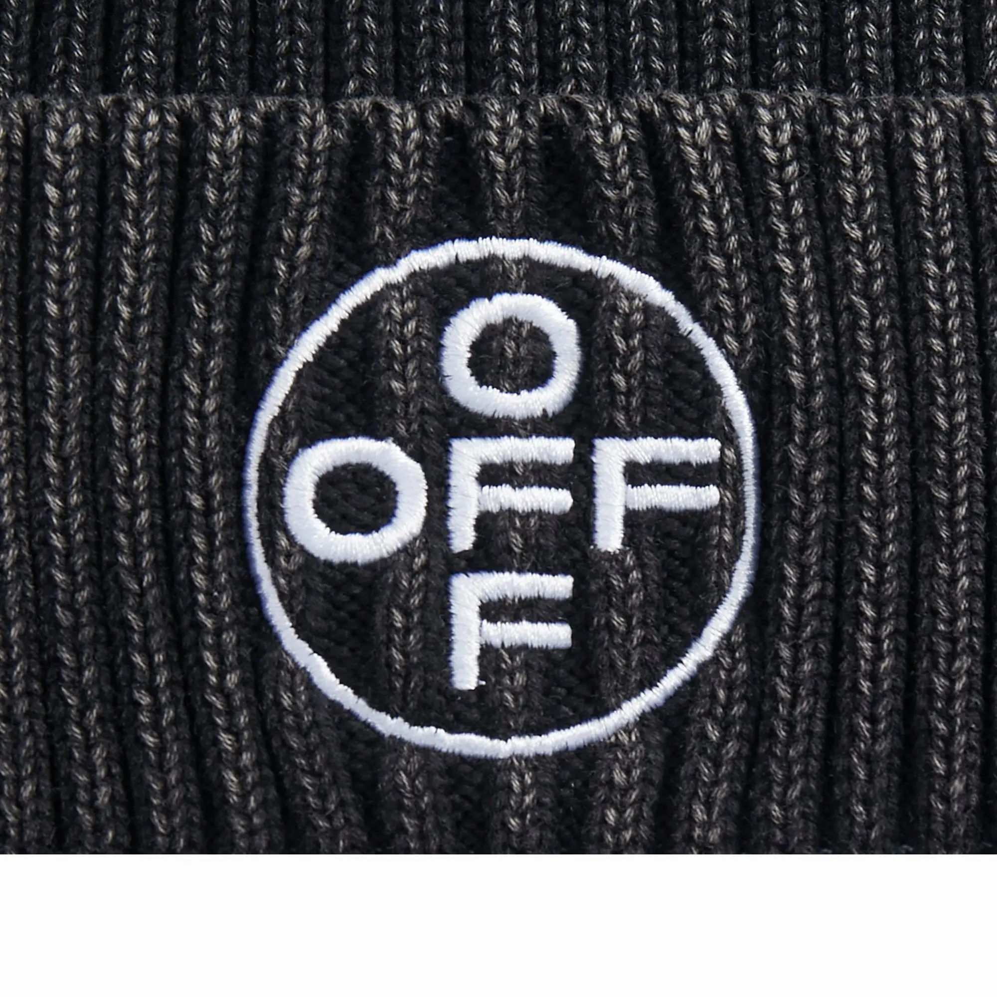 L/AB c/o Off-White Off Embroidered Washed Cuff Beanie Beanie - Black - BLACK