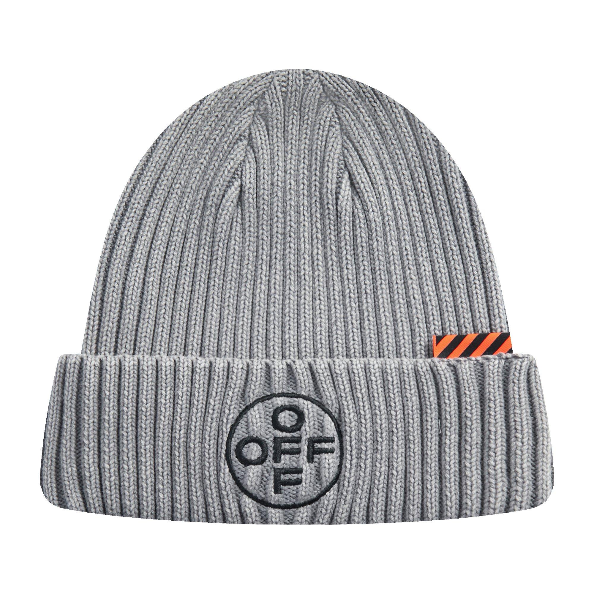 L/AB c/o Off-White Off Embroidered Washed Cuff Beanie Beanie - Grey - GREY