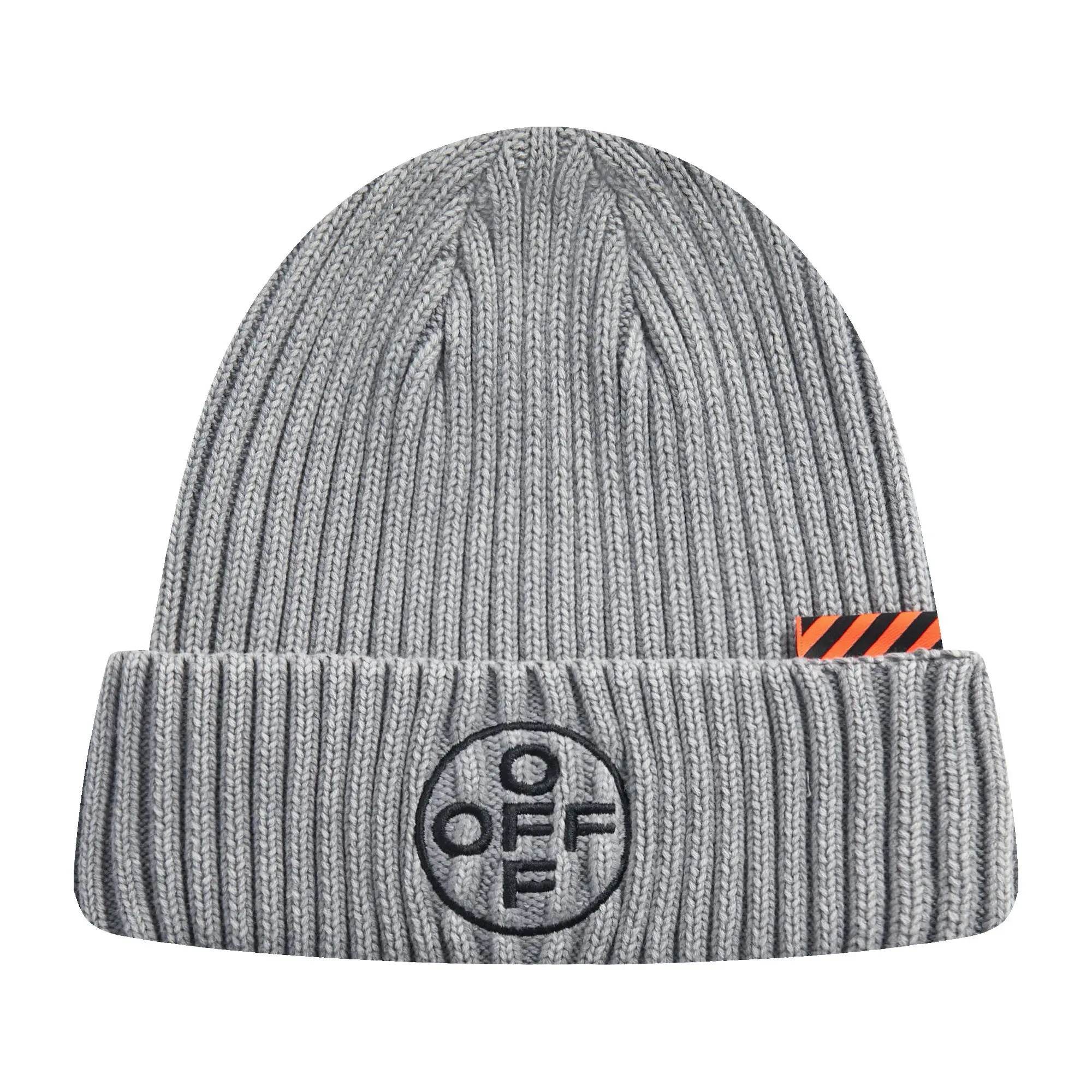 L/AB c/o Off-White Off Embroidered Washed Cuff Beanie Beanie - Grey - GREY