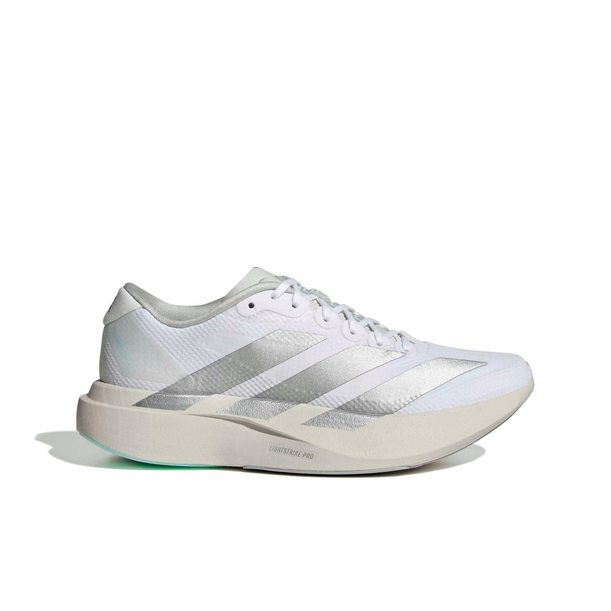 adidas Adizero EVO SL "Ftwr White/Ftwr White/Clear Aqua" Women's Running Shoe - WHITE/WHITE/AQUA Thumbnail View 1