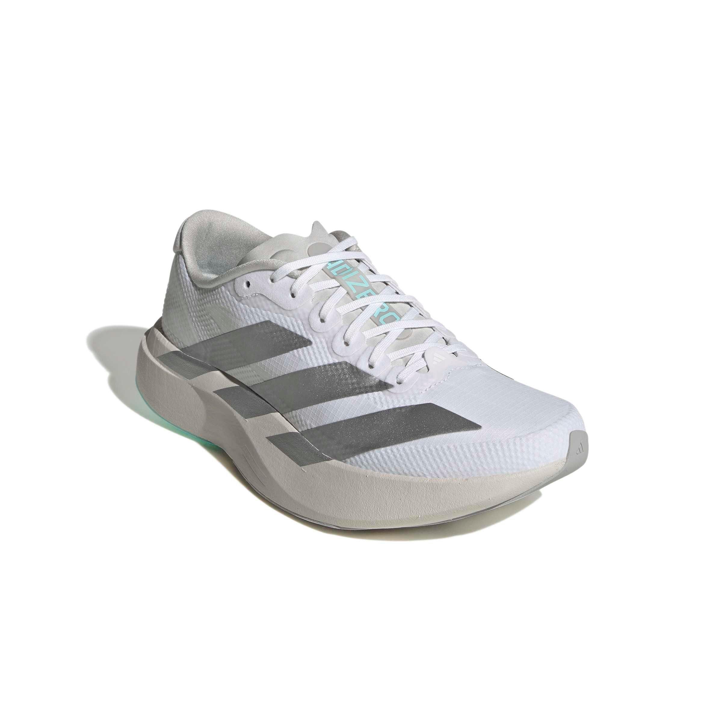 adidas Adizero EVO SL "Ftwr White/Ftwr White/Clear Aqua" Women's Running Shoe - WHITE/WHITE/AQUA Thumbnail View 3