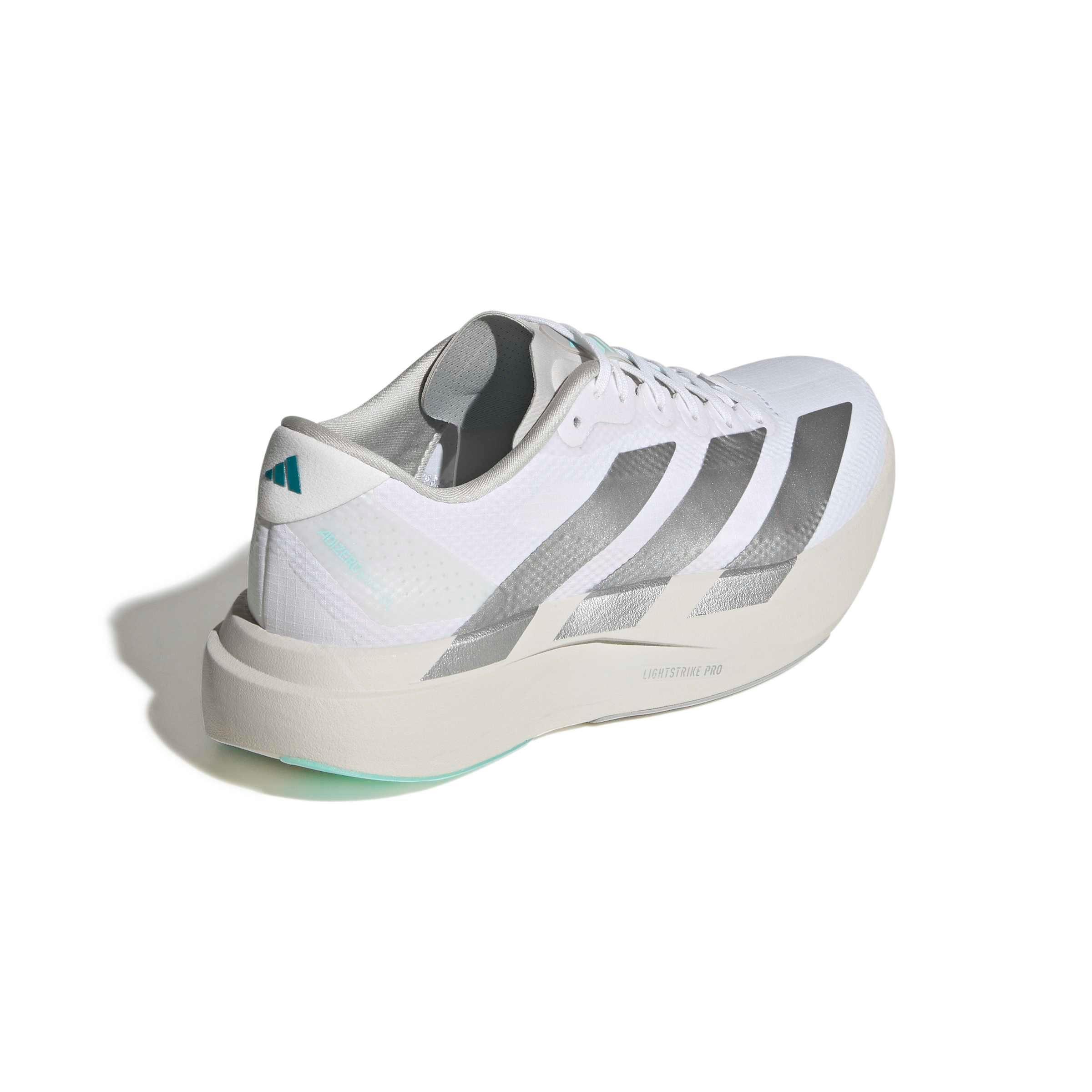 adidas Adizero EVO SL "Ftwr White/Ftwr White/Clear Aqua" Women's Running Shoe - WHITE/WHITE/AQUA Thumbnail View 4