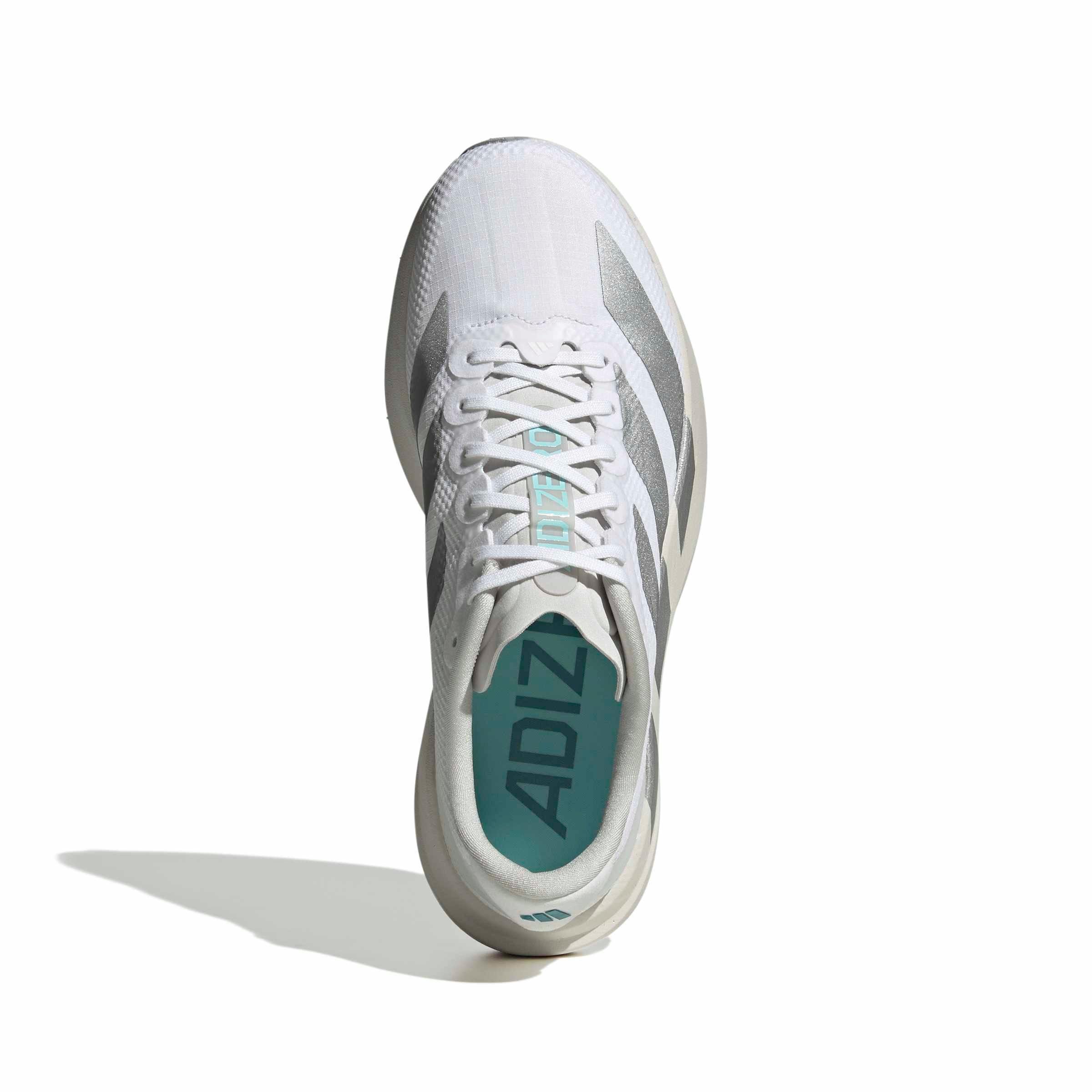 adidas Adizero EVO SL "Ftwr White/Ftwr White/Clear Aqua" Women's Running Shoe - WHITE/WHITE/AQUA Thumbnail View 5