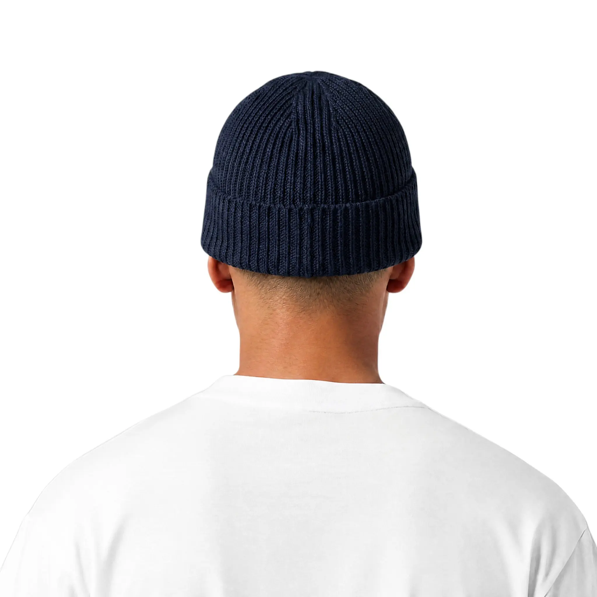 L/AB c/o Off-White Off Embroidered Washed Cuff Beanie Beanie - Navy - NAVY