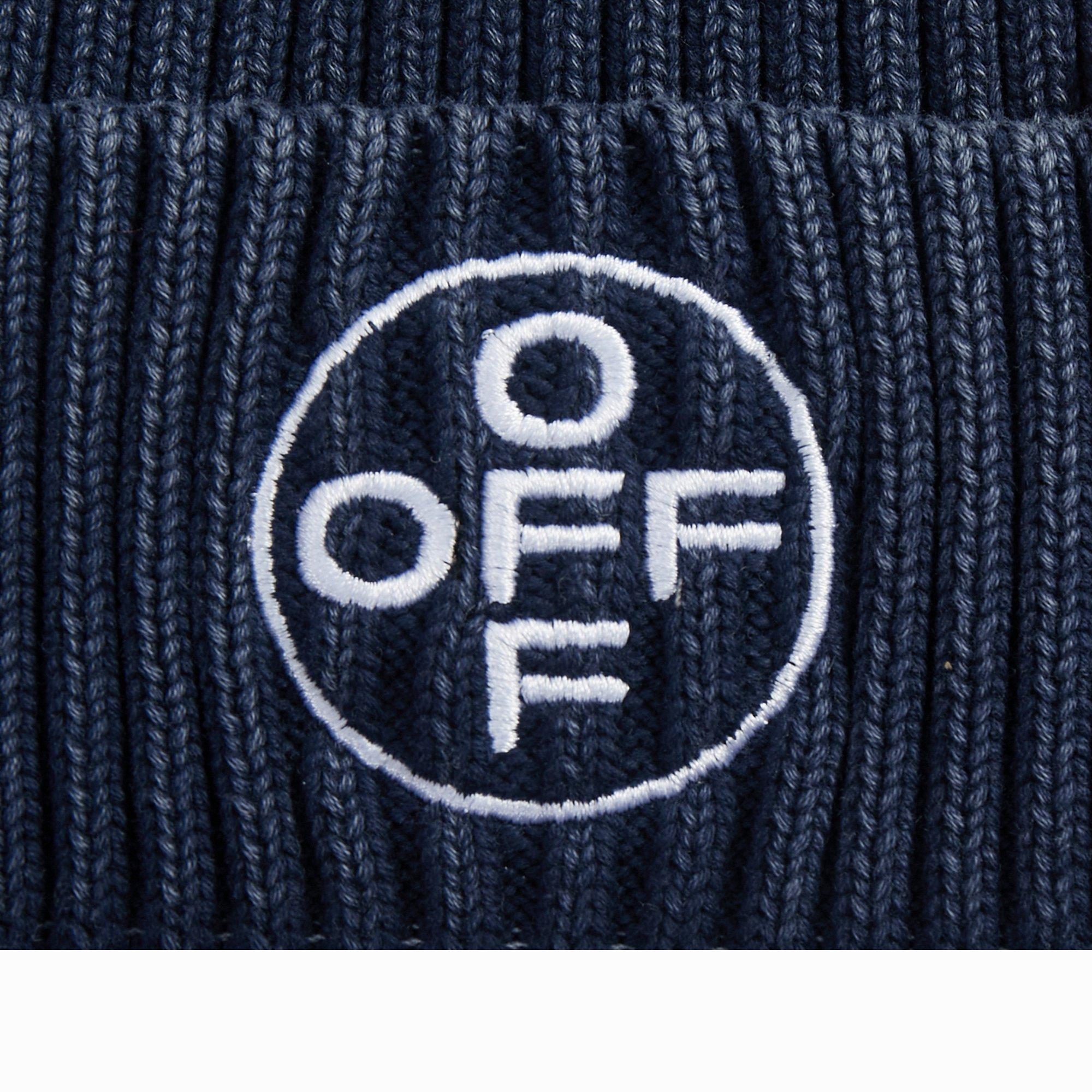 L/AB c/o Off-White Off Embroidered Washed Cuff Beanie Beanie - Navy - NAVY