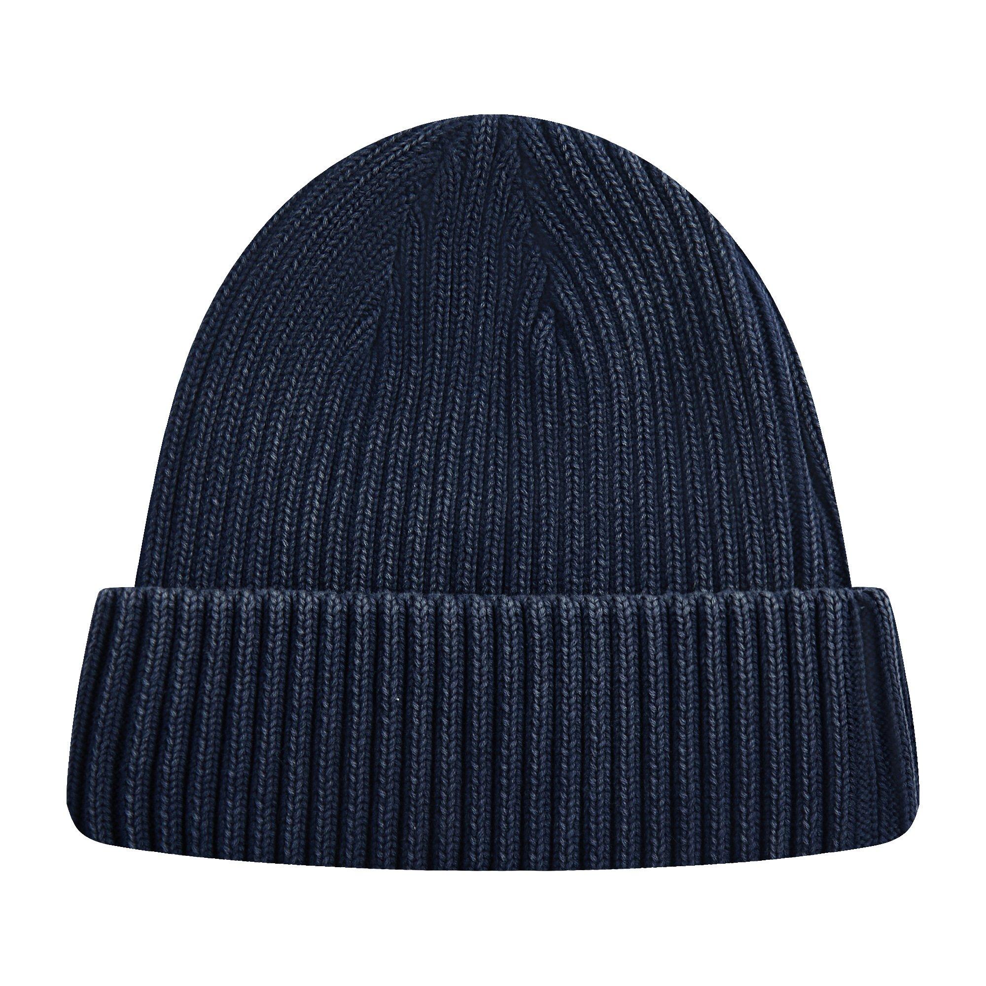 L/AB c/o Off-White Off Embroidered Washed Cuff Beanie Beanie - Navy - NAVY