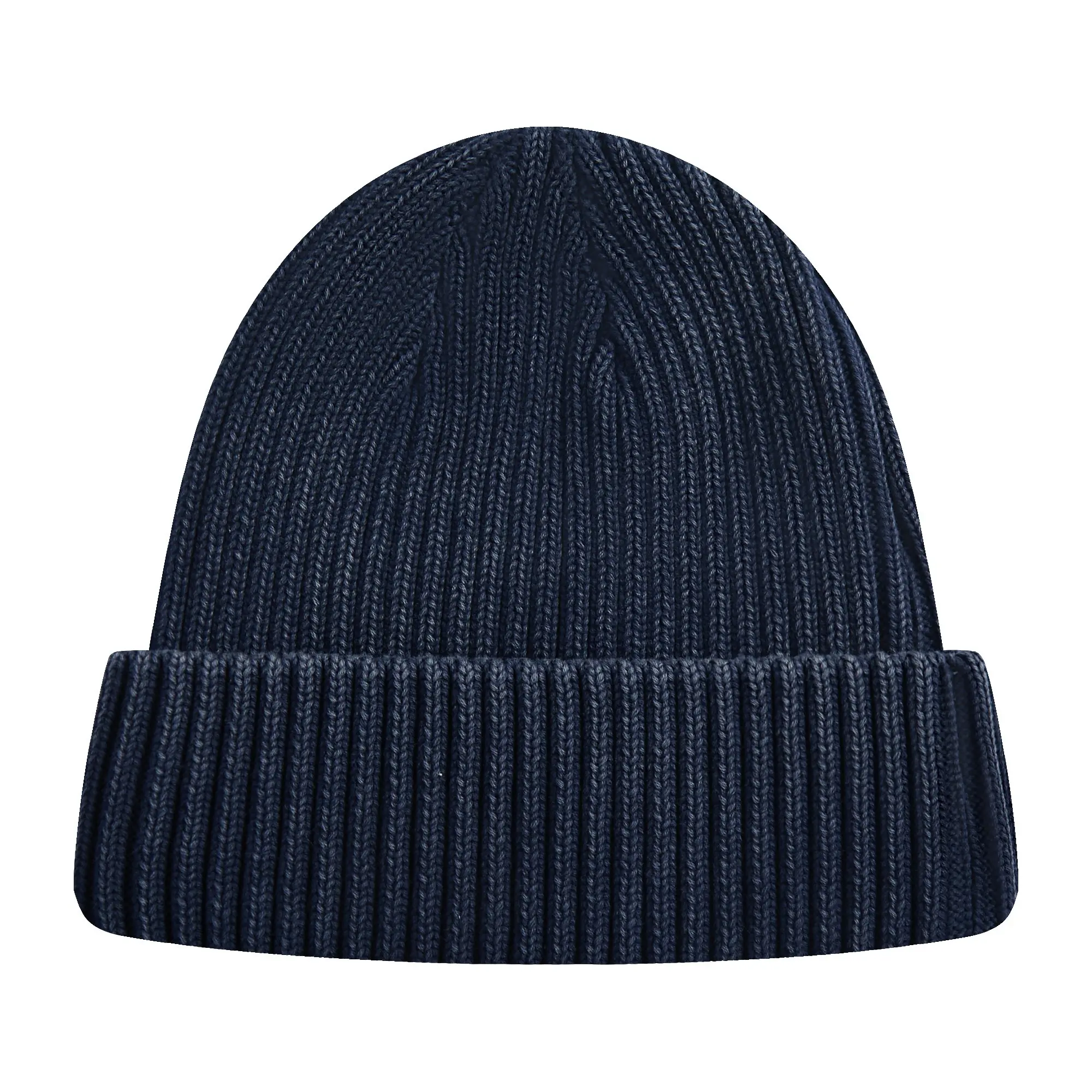 L/AB c/o Off-White Off Embroidered Washed Cuff Beanie Beanie - Navy - NAVY