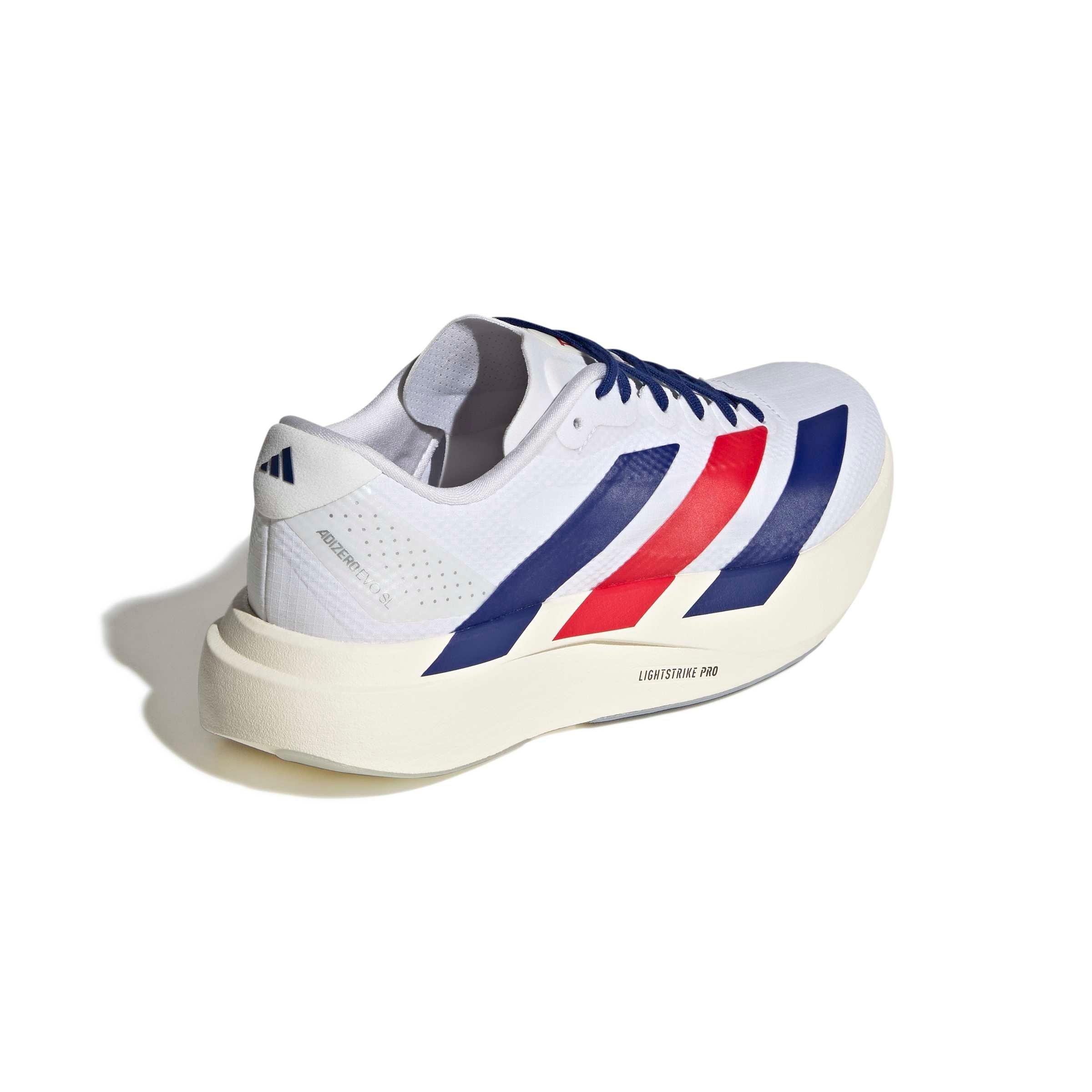 adidas Adizero EVO SL "Ftwr White/Mystery Ink/Pure Ruby" Women's Running Shoe - WHITE/INK/RUBY Thumbnail View 4