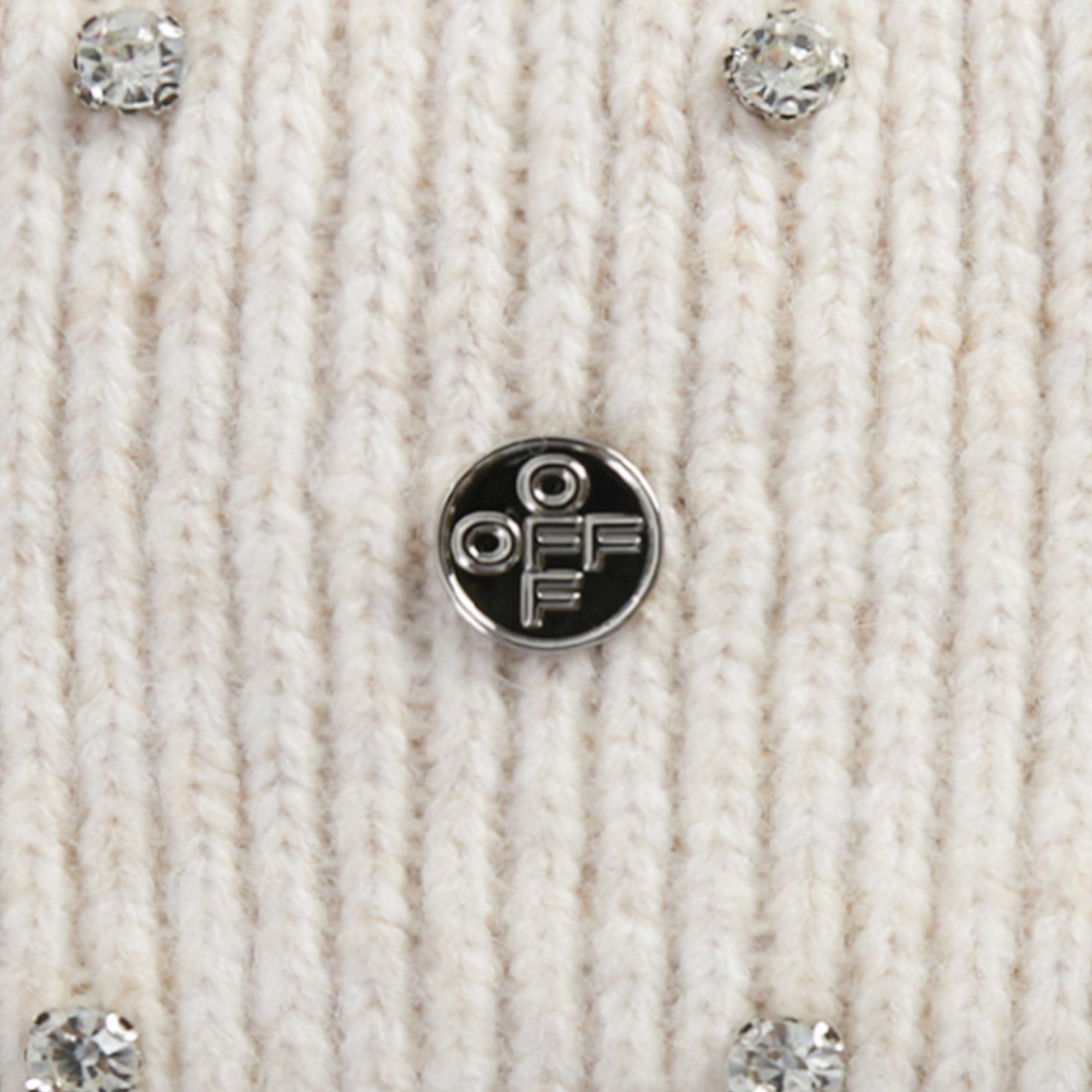 L/AB c/o Off-White Off Metal Logo & Rhinestones Beanie - Beige - BEIGE