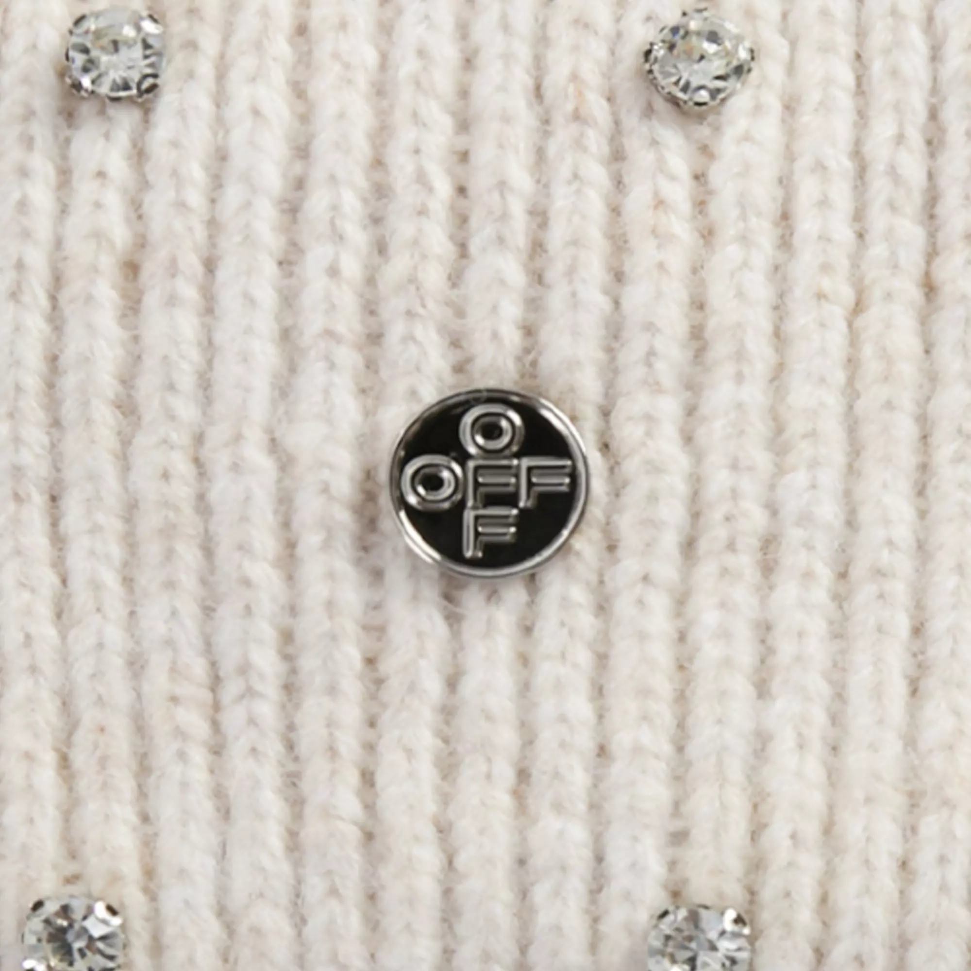 L/AB c/o Off-White Off Metal Logo & Rhinestones Beanie - Beige - BEIGE