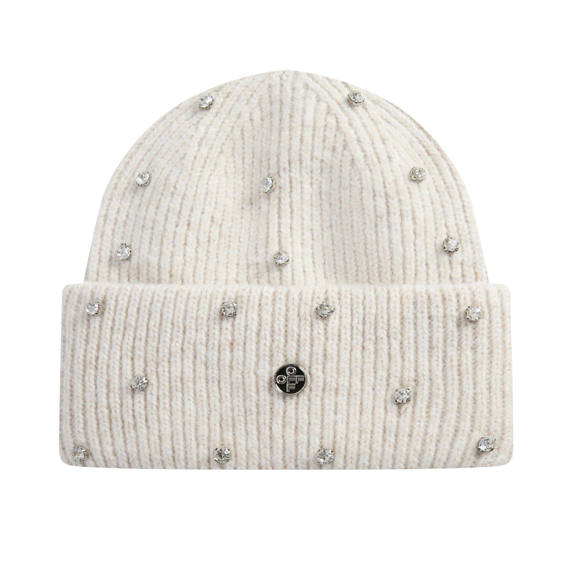 L/AB c/o Off-White Off Metal Logo & Rhinestones Beanie - Beige - BEIGE