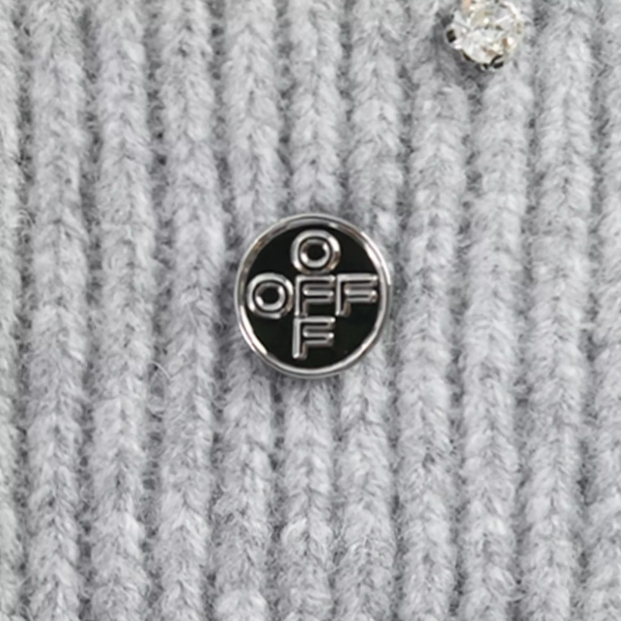 L/AB c/o Off-White Off Metal Logo & Rhinestones Beanie - Grey - GREY