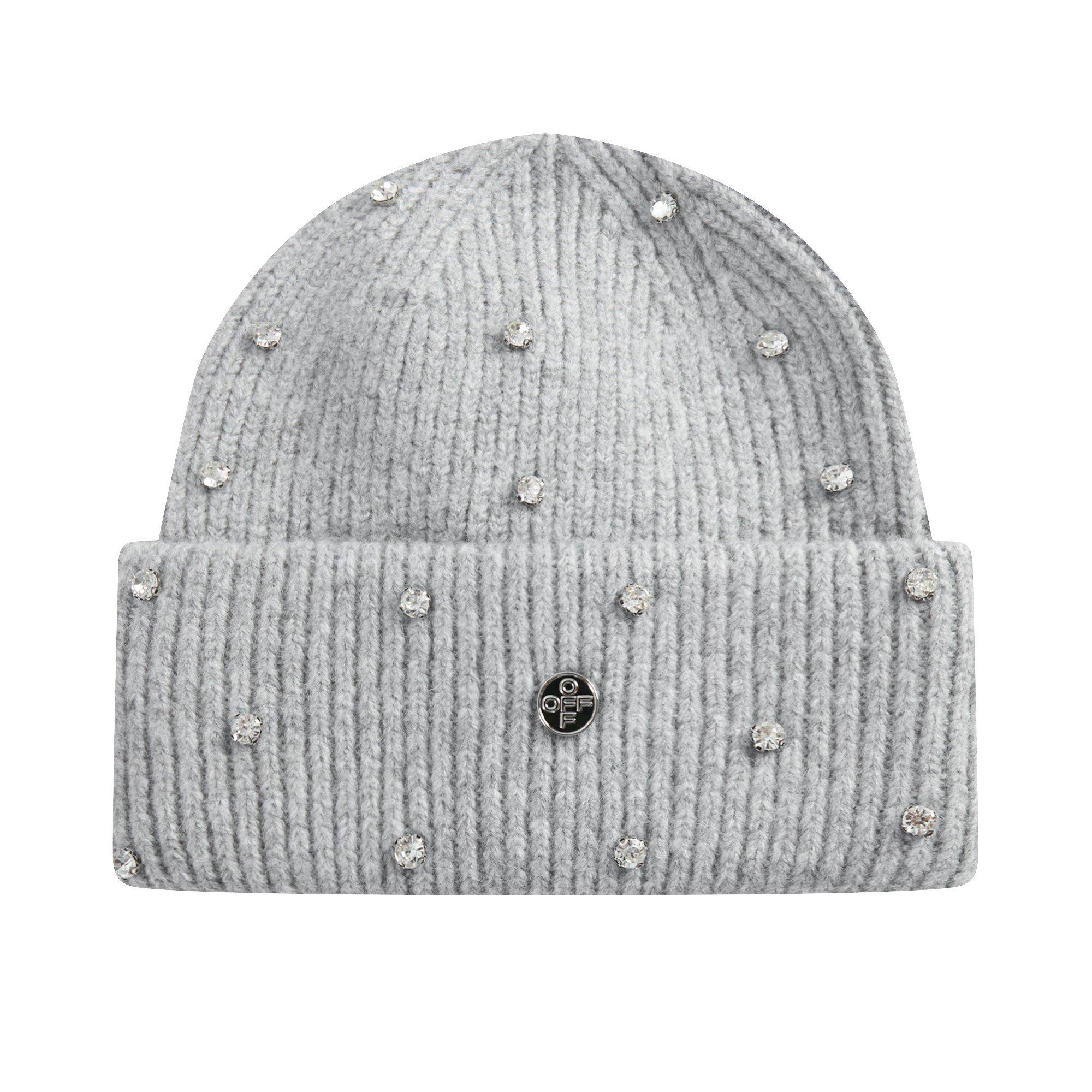 L/AB c/o Off-White Off Metal Logo & Rhinestones Beanie - Grey - GREY