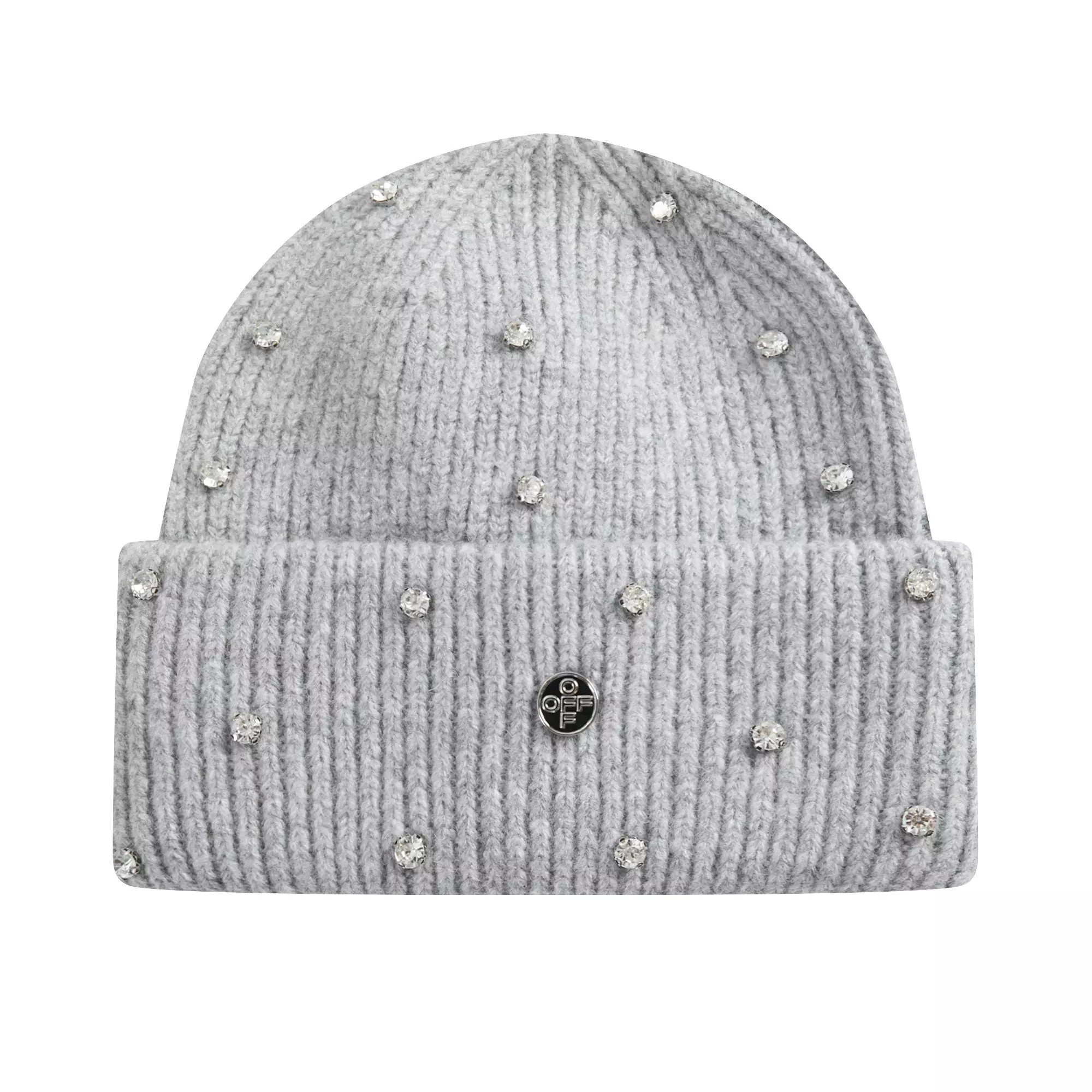 L/AB c/o Off-White Off Metal Logo & Rhinestones Beanie - Grey - GREY