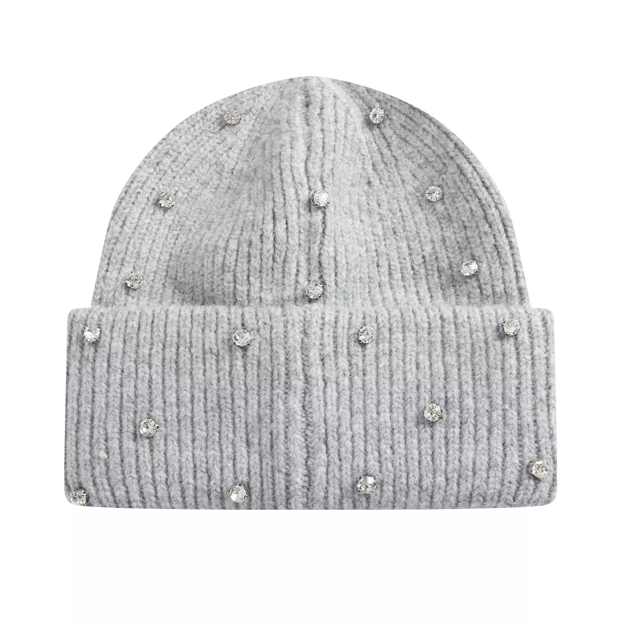 L/AB c/o Off-White Off Metal Logo & Rhinestones Beanie - Grey - GREY