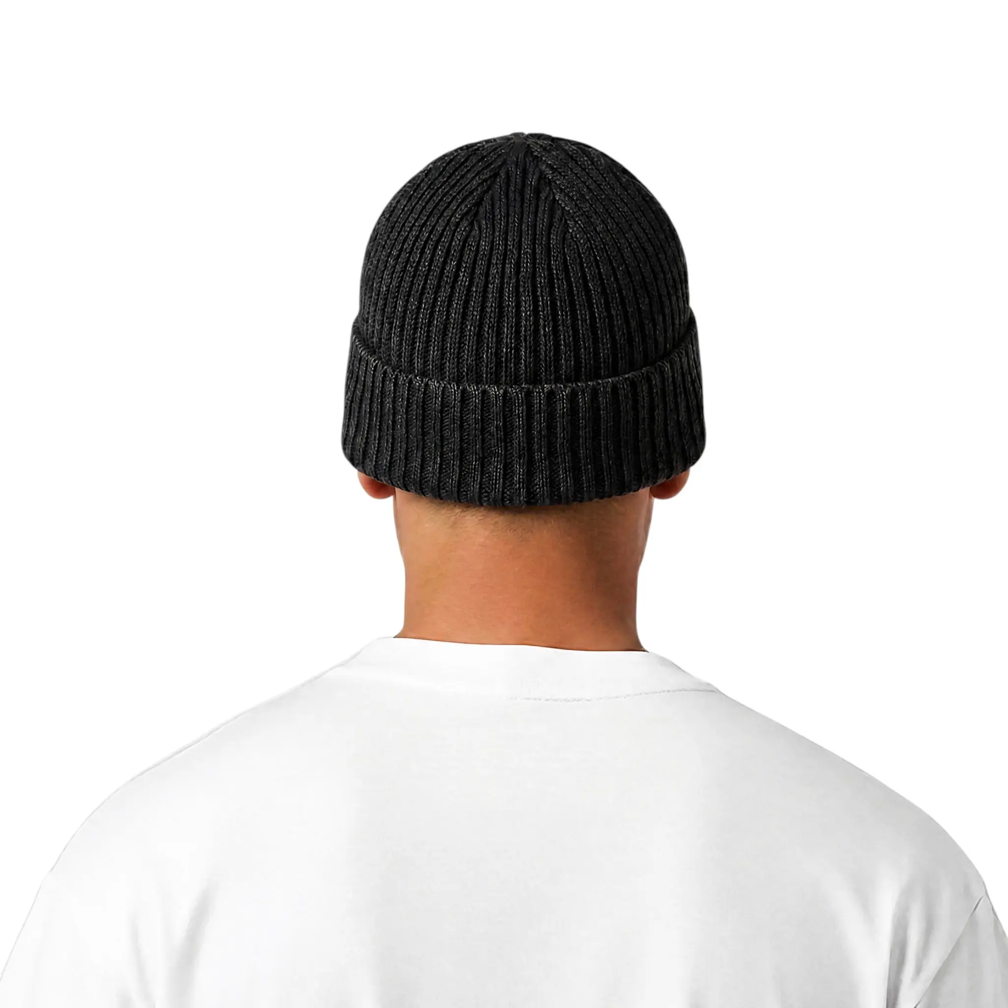 L/AB c/o Off-White Stacked Diagonal Woven Label Cuff Beanie - Black - BLACK