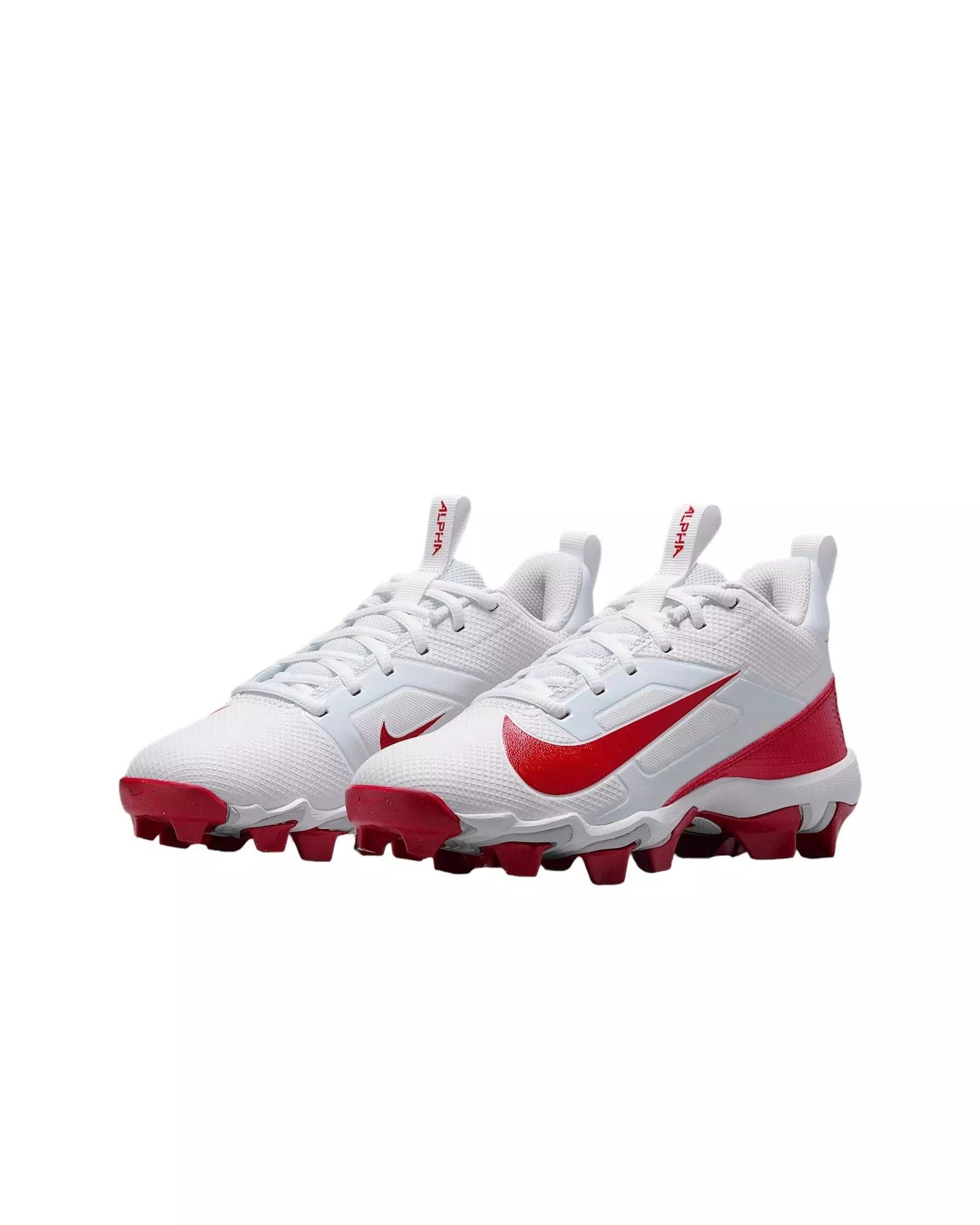 Nike Alpha Menace 4 Shark "White/University Red/Photon Dust" Grade School Boys' Football Cleat - WHITE/RED/DUST/RED