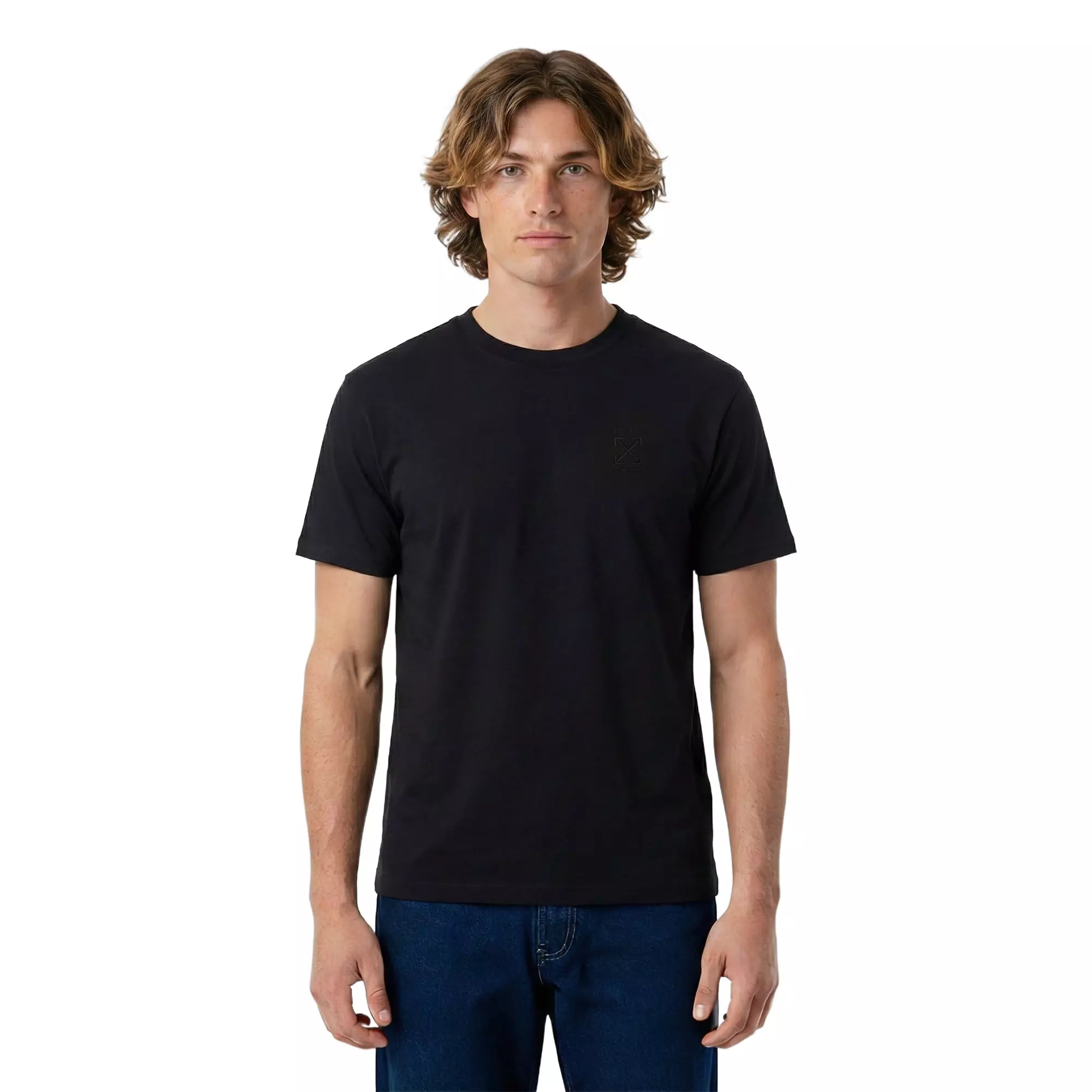 L/AB c/o Off-White Men's Short Sleeve Crewneck Undershirt (3 Pack) - Black - BLACK