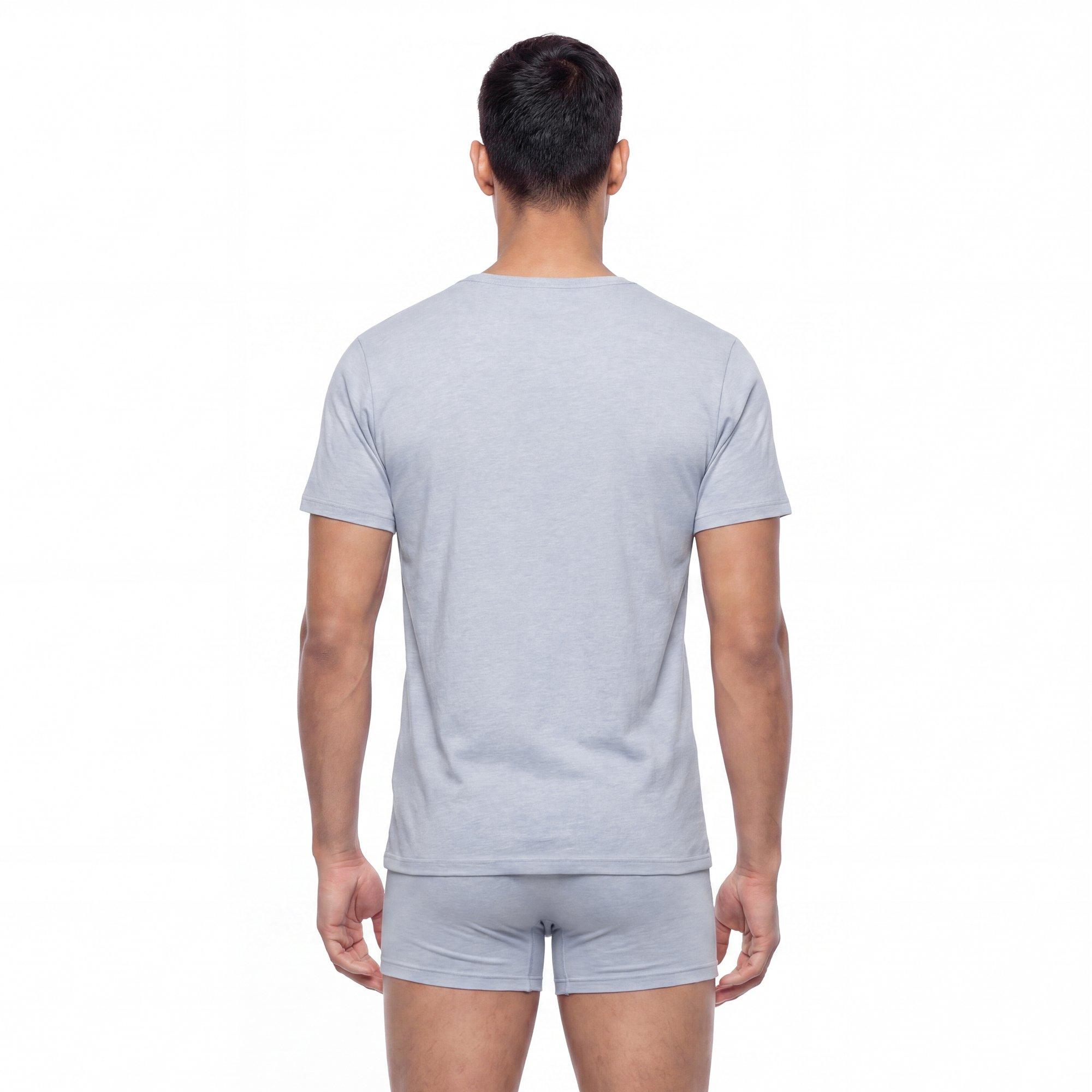 L/AB c/o Off-White Men's Short Sleeve Crewneck Undershirt (3 Pack) - Black/White/Grey - BLACK/WHITE/GREY