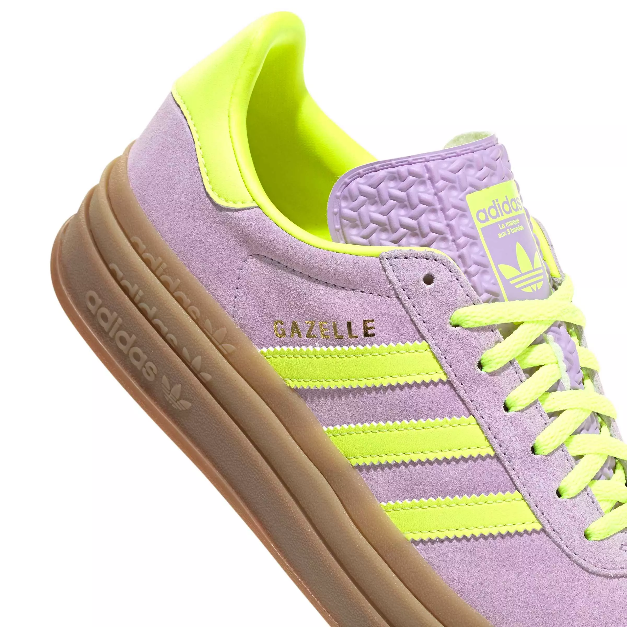 adidas Originals Gazelle Bold "Powder Plum/Solar Yellow/Gold Metallic" Women's Shoe - PLUM/YELLOW/GOLD