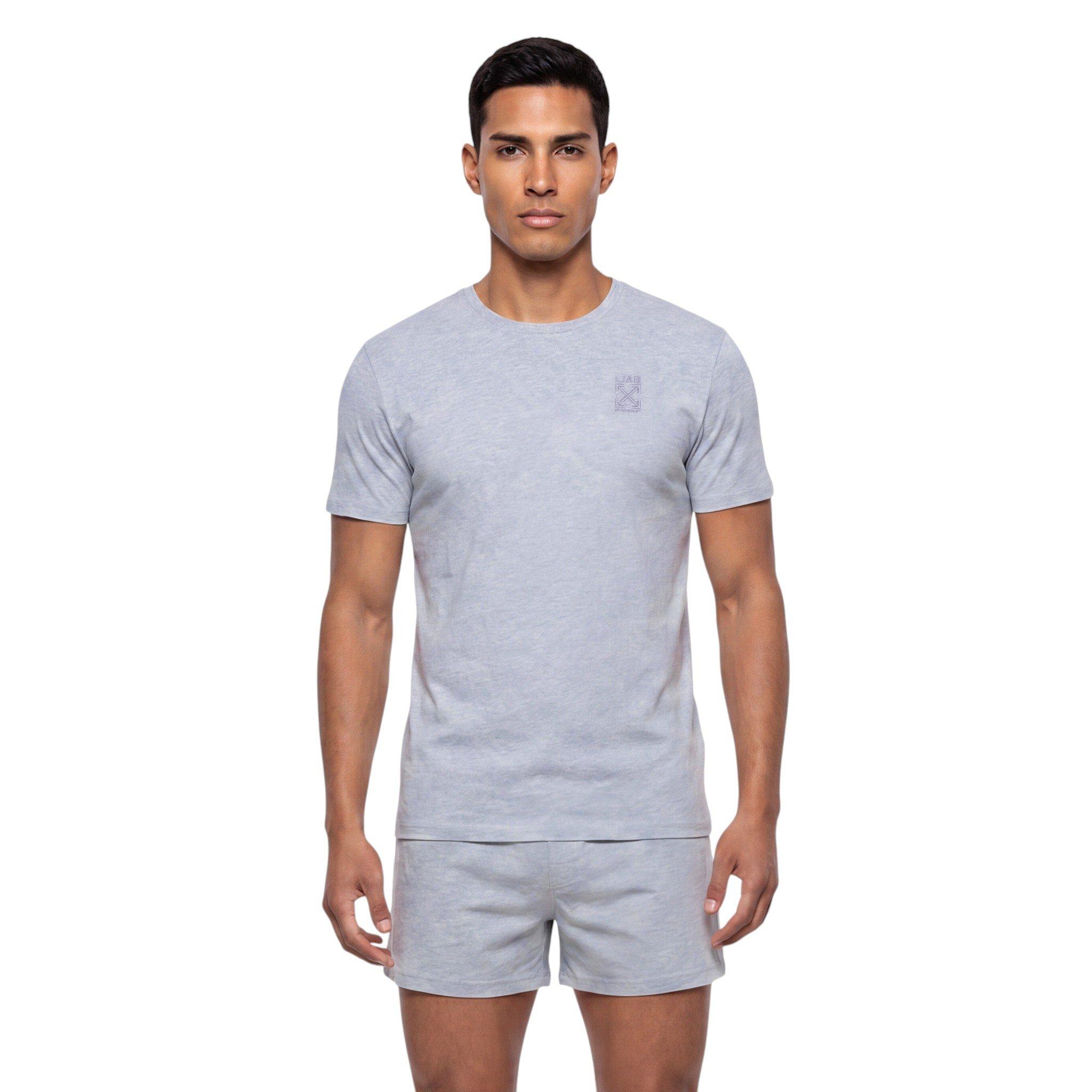 L/AB c/o Off-White Men's Short Sleeve Crewneck Undershirt (3 Pack) - Marshmallow/Birch/Grey - MARSHMALLOW/BIRCH/GREY
